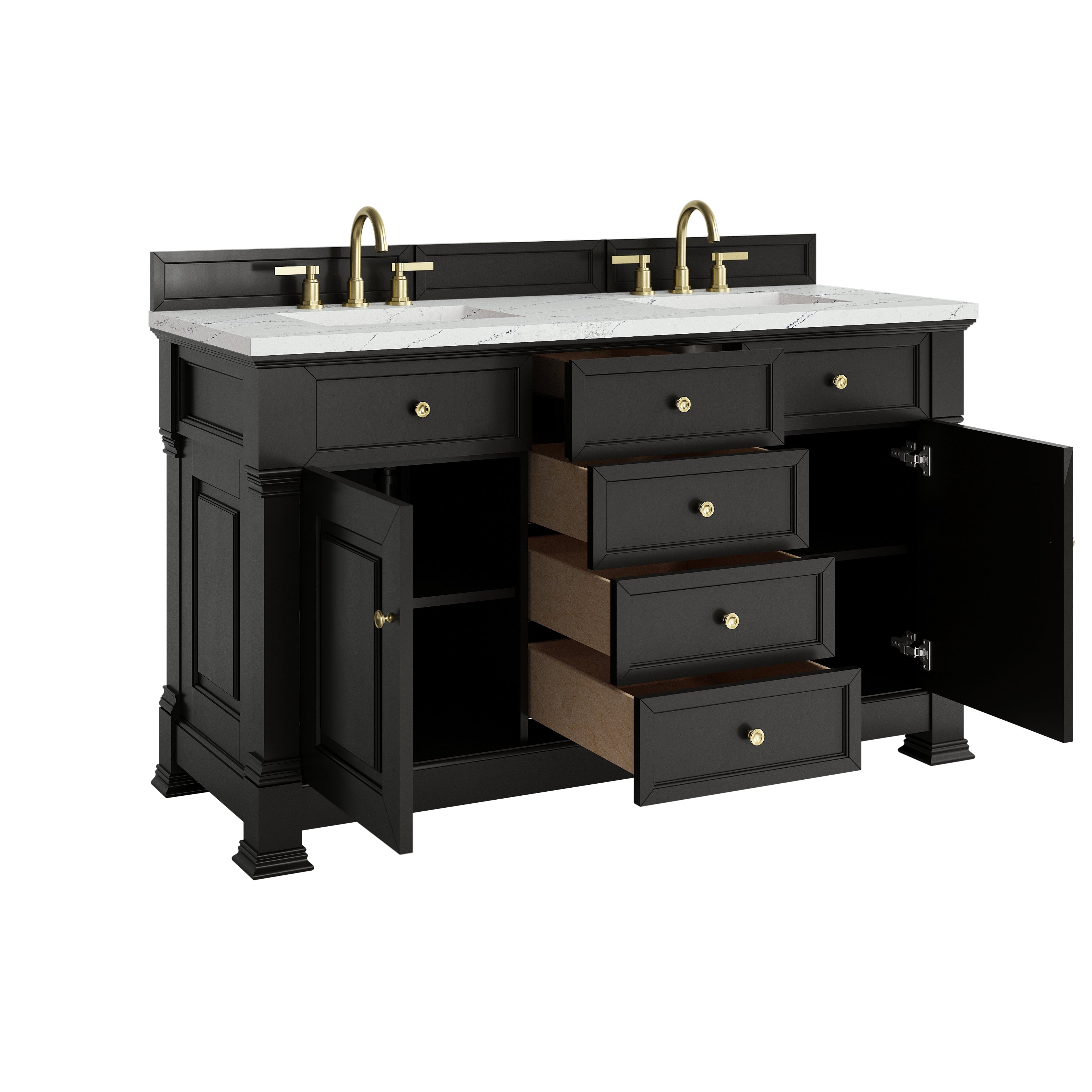 James Martin Brookfield 60" Double Vanity in Black Onyx with 3cm Countertop