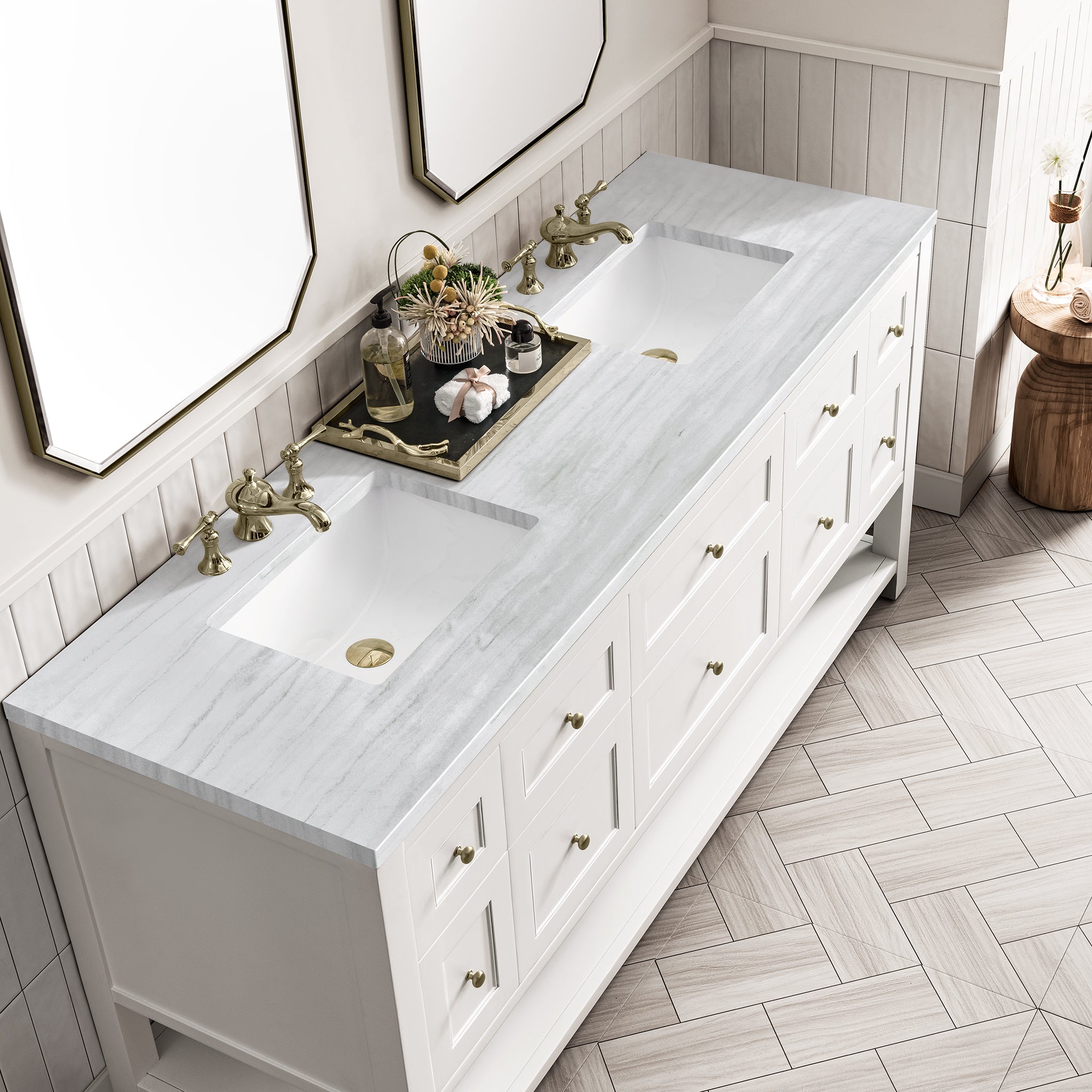 James Martin Breckenridge 72" Double Vanity in Bright White with 3cm Countertop
