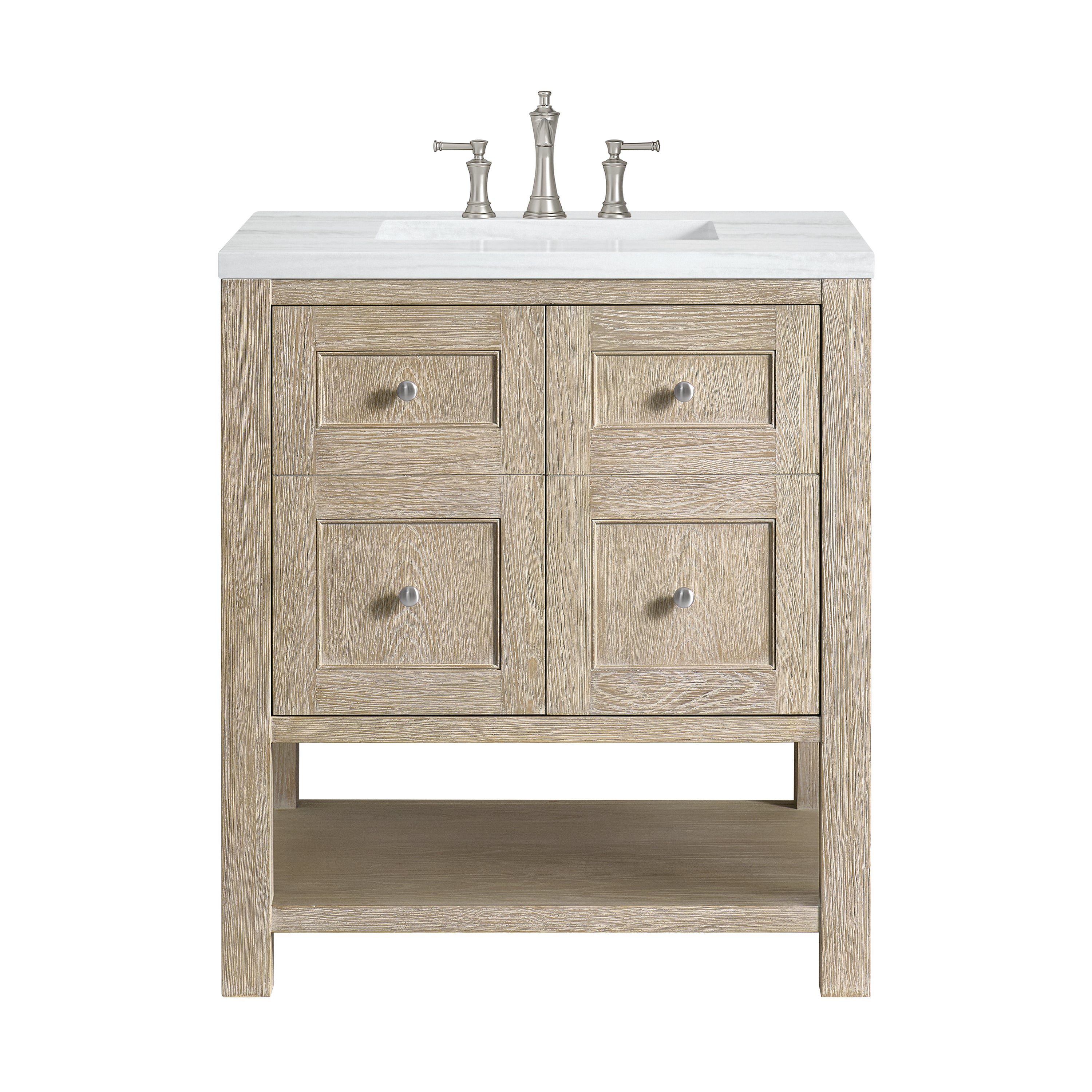 James Martin Breckenridge 30" Single Vanity in Whitewashed Oak with 3cm Countertop