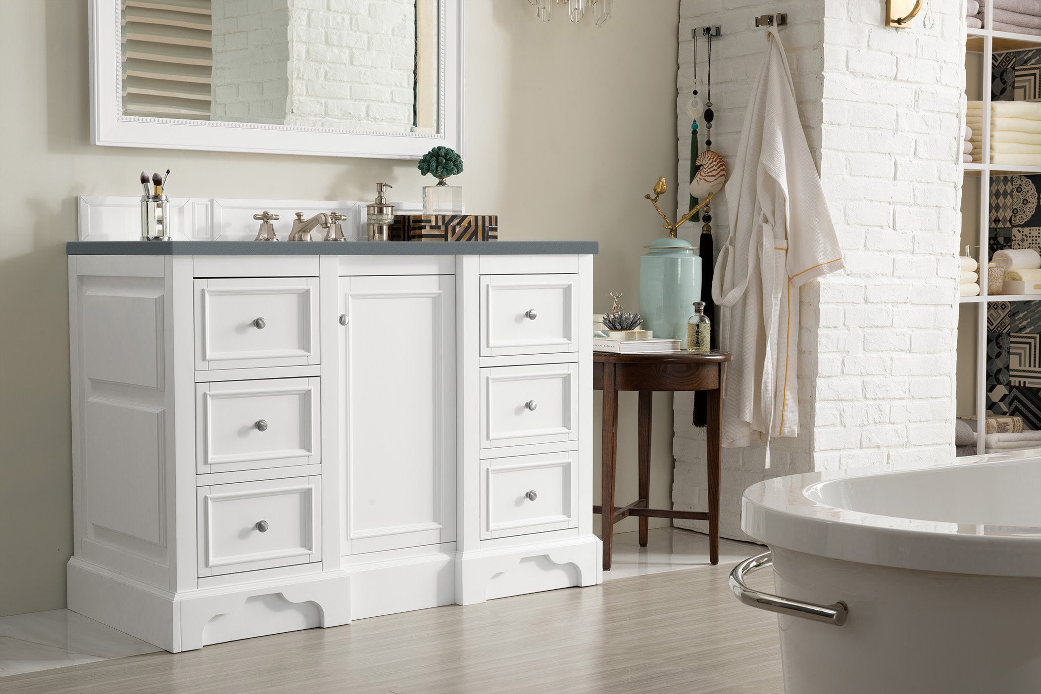 James Martin De Soto 48" Single Vanity in Bright White with 3cm Countertop