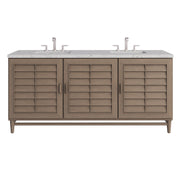 James Martin Portland 72" Double Vanity in Whitewashed Walnut with 3cm Countertop and FreePower Wireless Charger