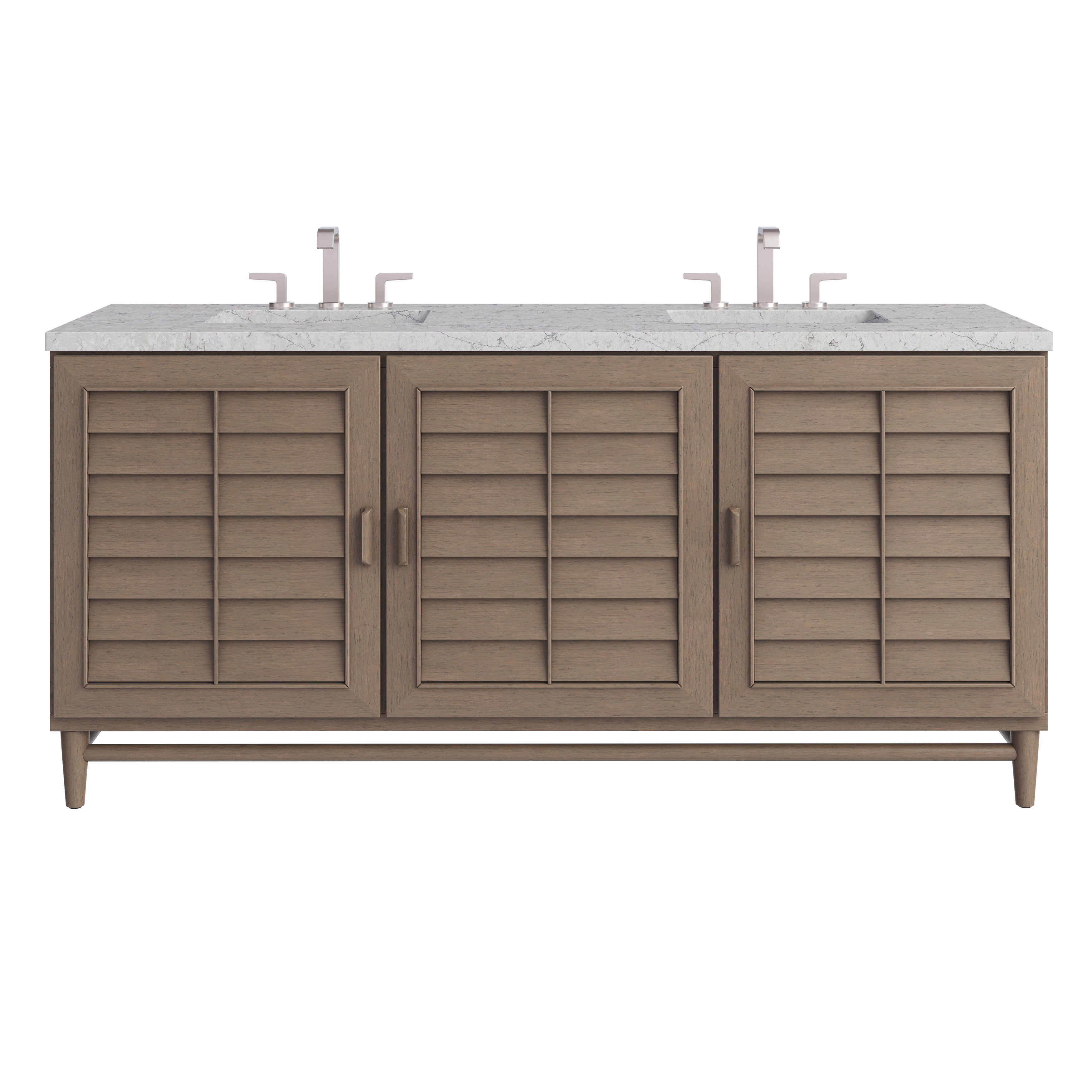 James Martin Portland 72" Double Vanity in Whitewashed Walnut with 3cm Countertop and FreePower Wireless Charger