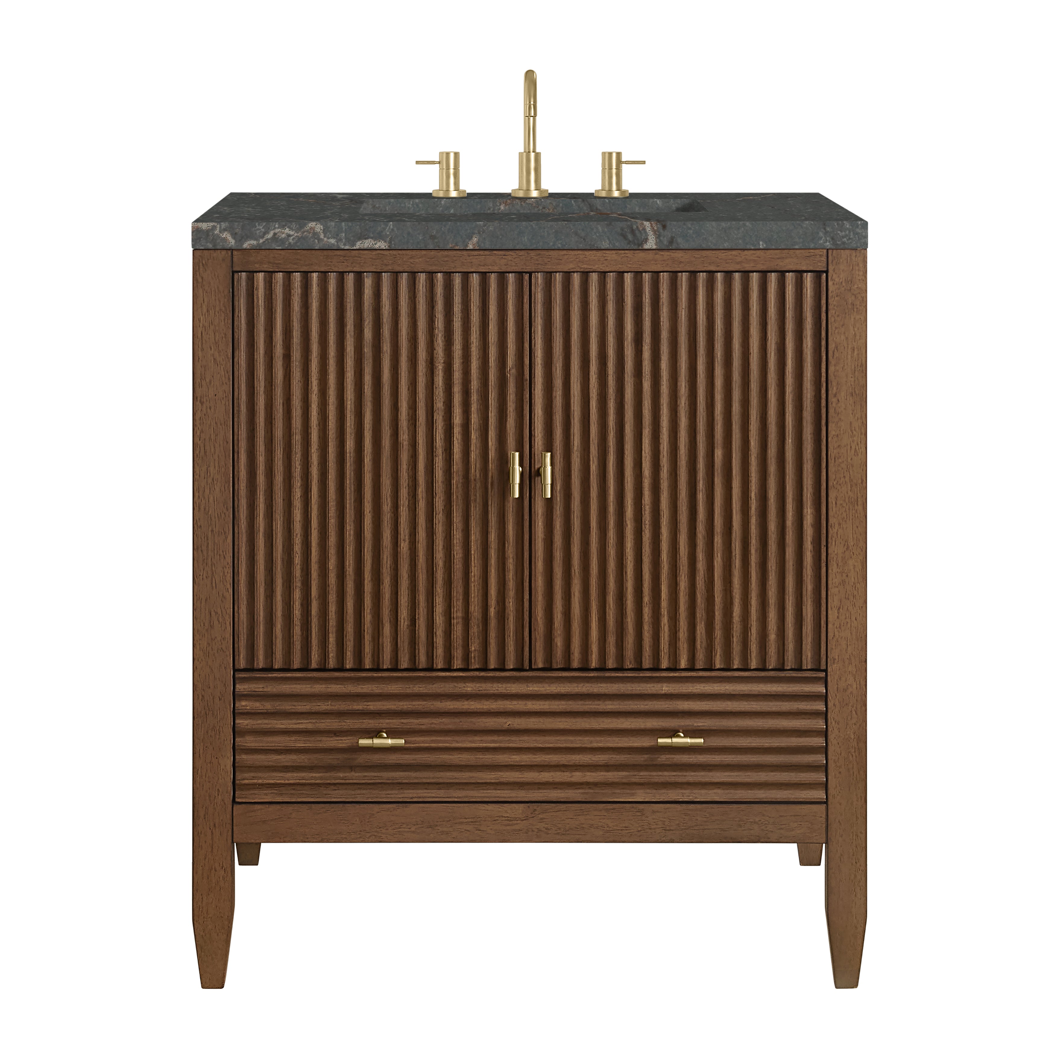 James Martin Myrrin 30" Single Vanity in Mid-Century Walnut with 3cm Countertop