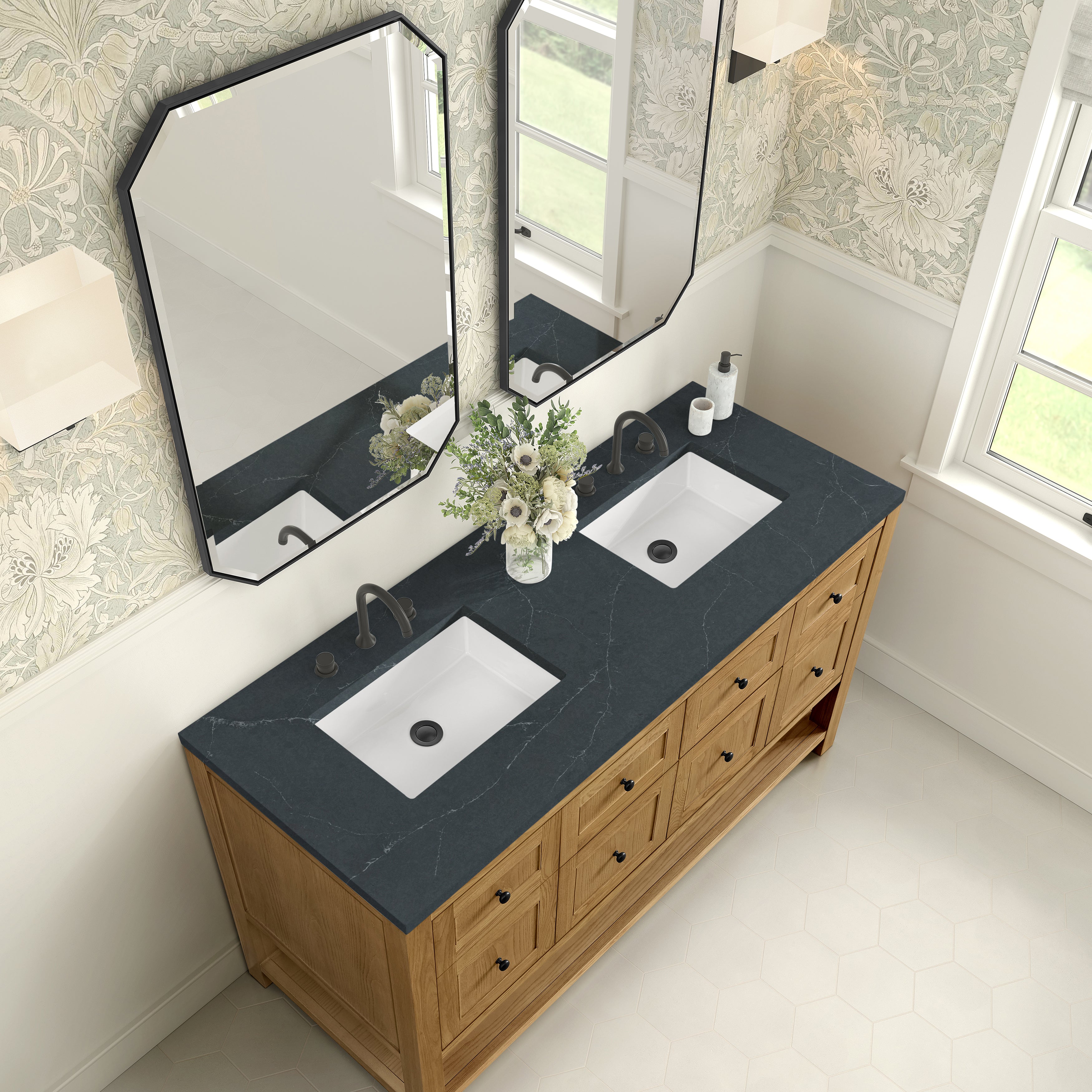 James Martin Breckenridge 60" Double Vanity in Light Natural Oak with 3cm Countertop