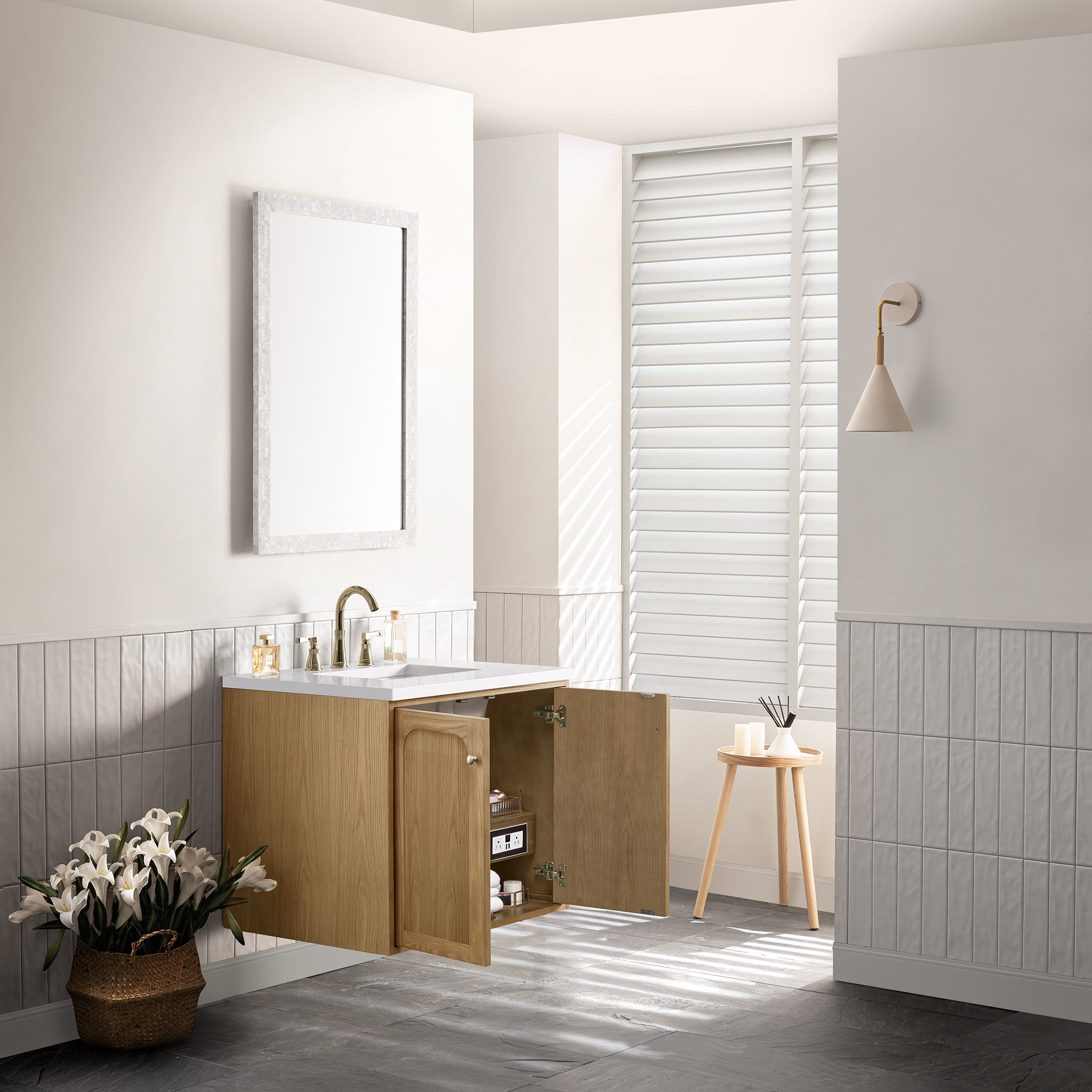 James Martin Laurent 30" Single Vanity in Light Natural Oak with 3cm Countertop