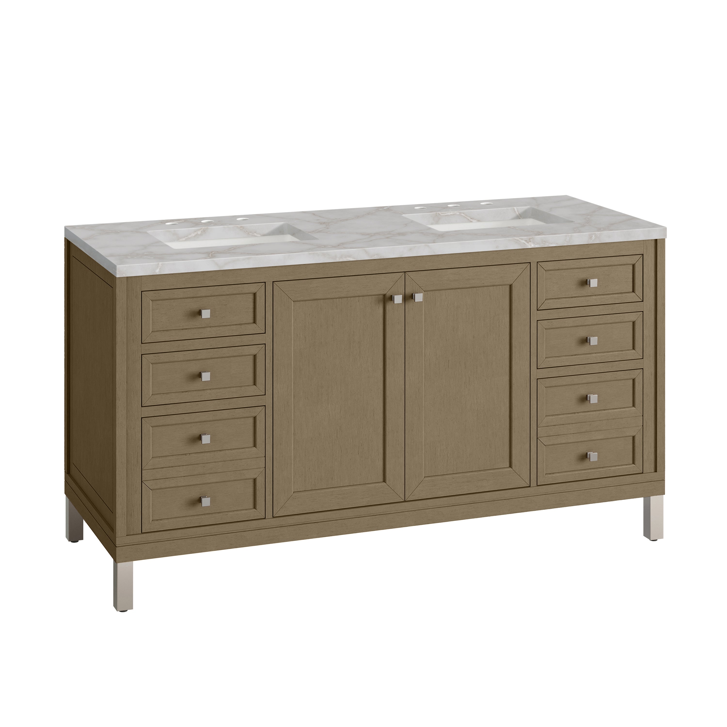 James Martin Chicago 60" Double Vanity in Walnut Whisper with 3cm Countertop
