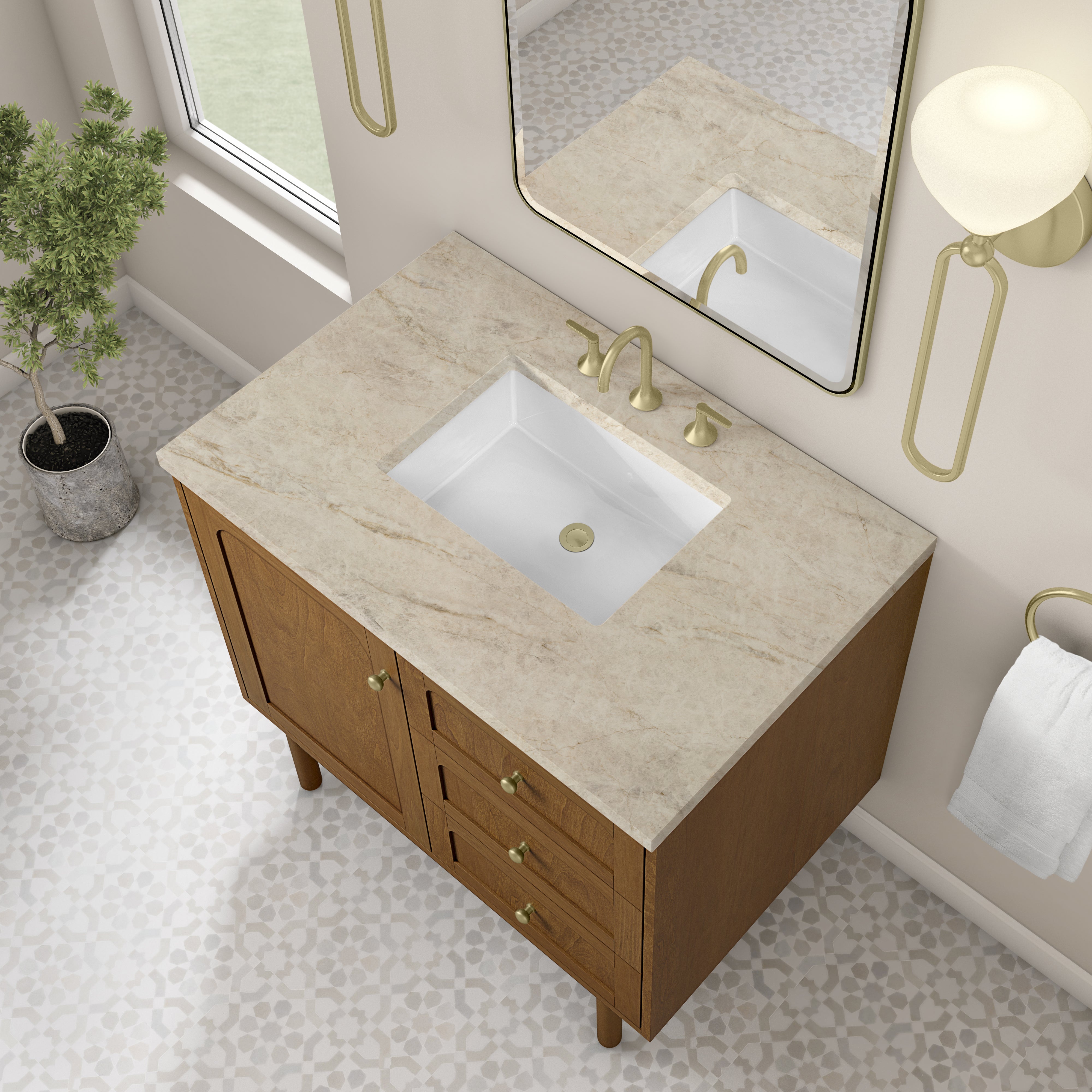 James Martin Laurent 36" Single Vanity in Honey Oak with 3cm Countertop
