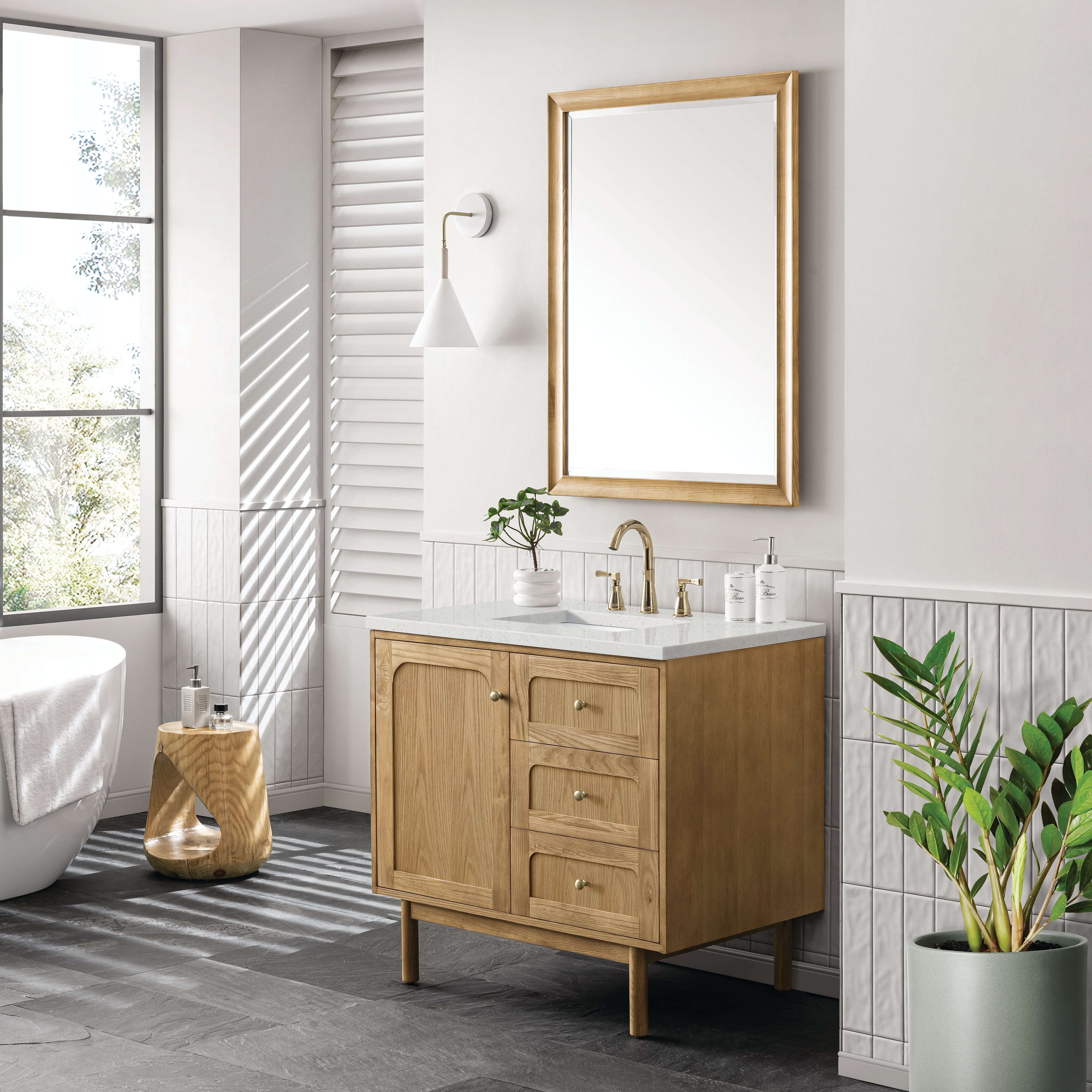 James Martin Laurent 36" Single Vanity in Light Natural Oak with 3cm Countertop