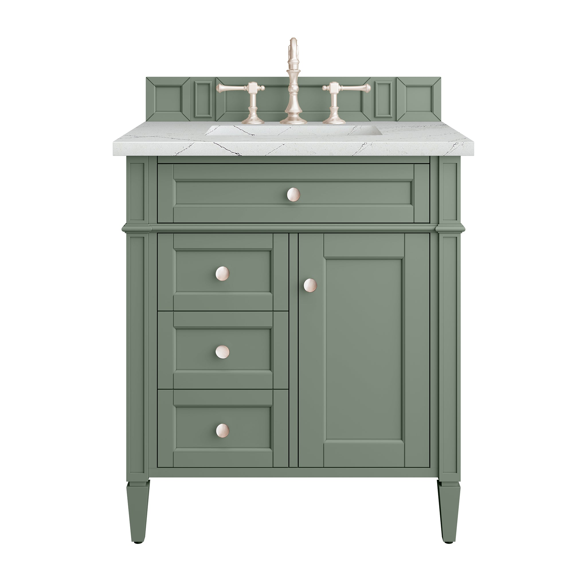 James Martin Brittany 30" Single Vanity in Smokey Celadon with 3cm Countertop