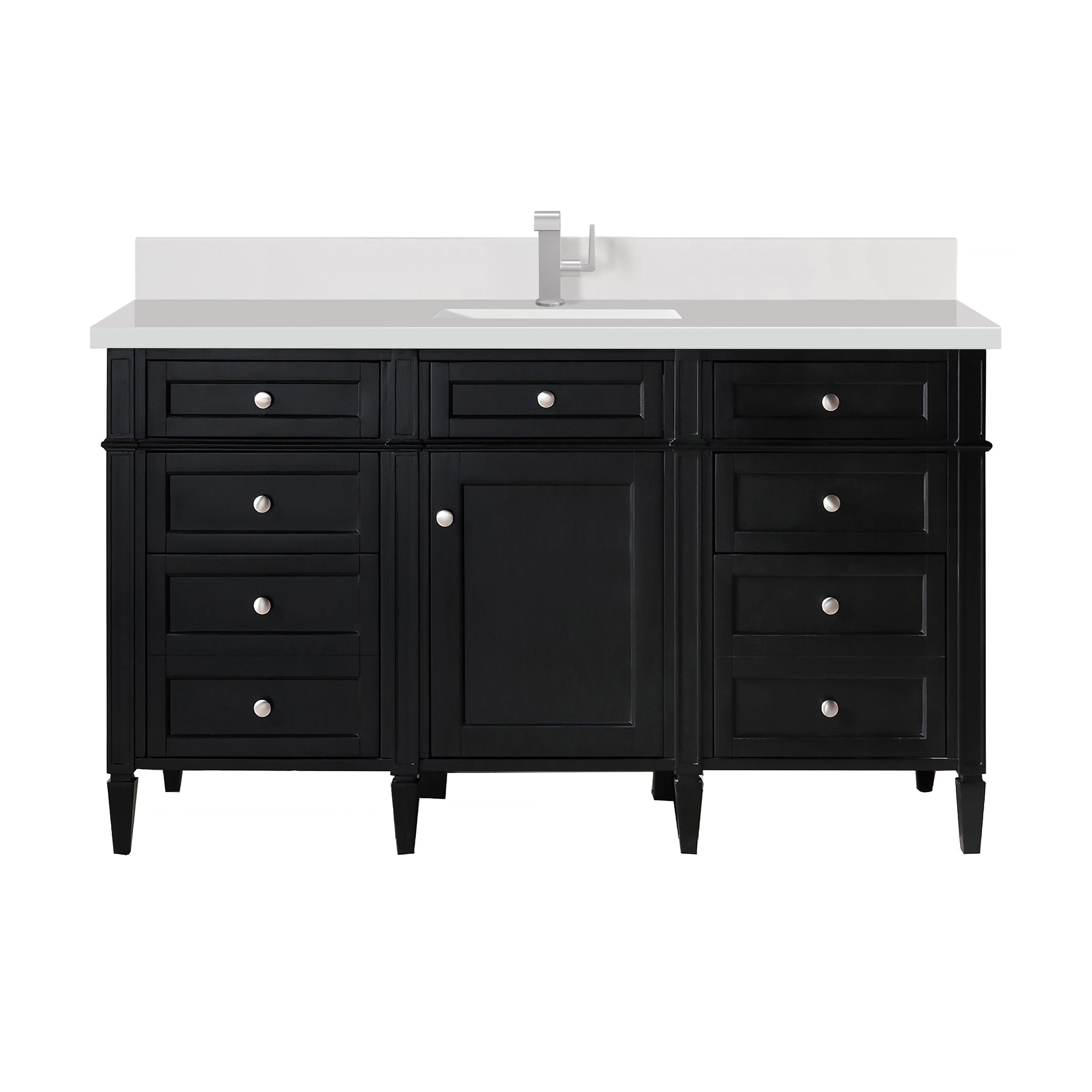 James Martin Brittany 60" Single Vanity in Black Onyx with 3cm Countertop