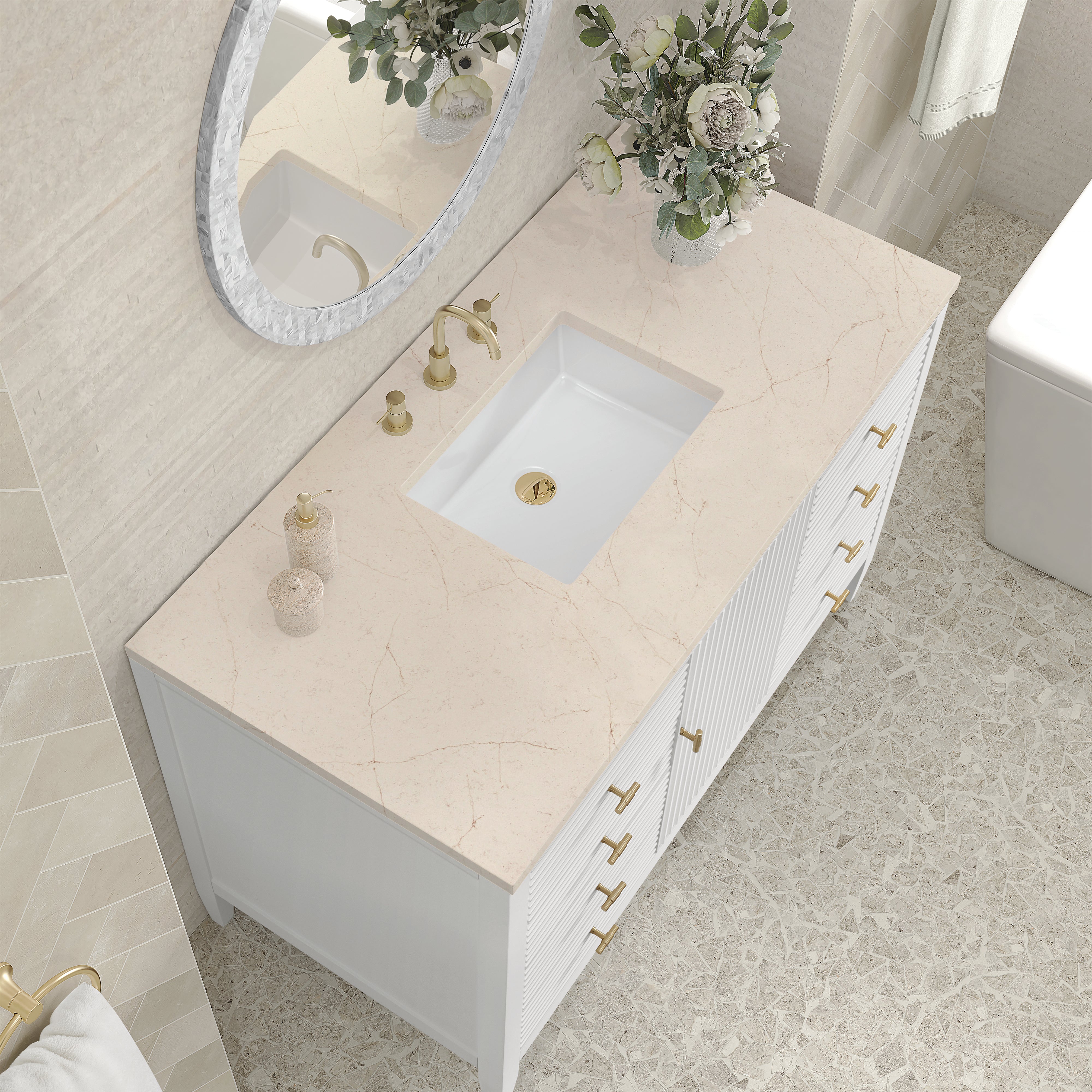 James Martin Myrrin 48" Single Vanity in Bright White with 3cm Countertop