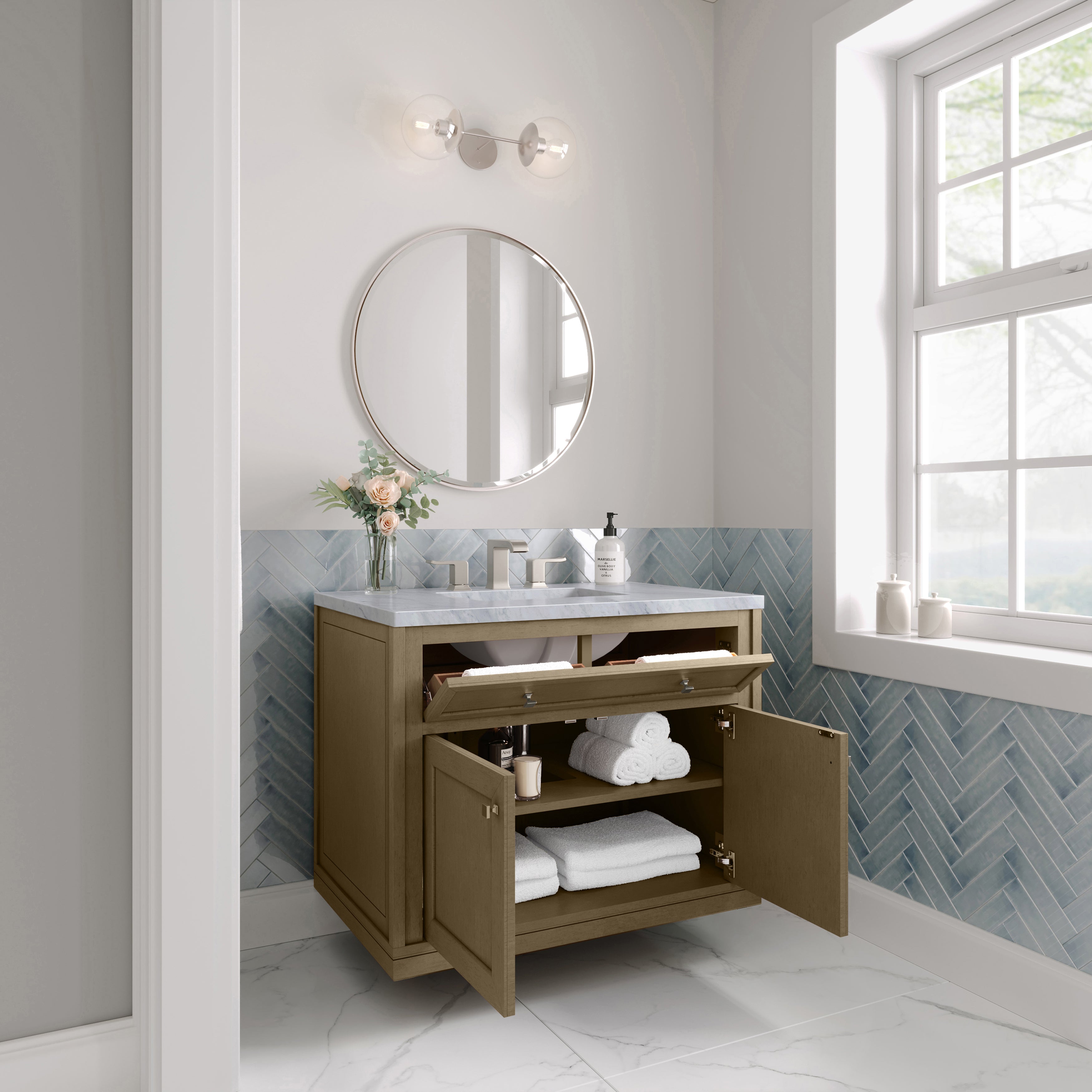James Martin Chicago 36" Single Vanity in Walnut Whisper with 3cm Countertop