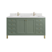 James Martin Chicago 60" Double Vanity in Smokey Celadon with 3cm Countertop