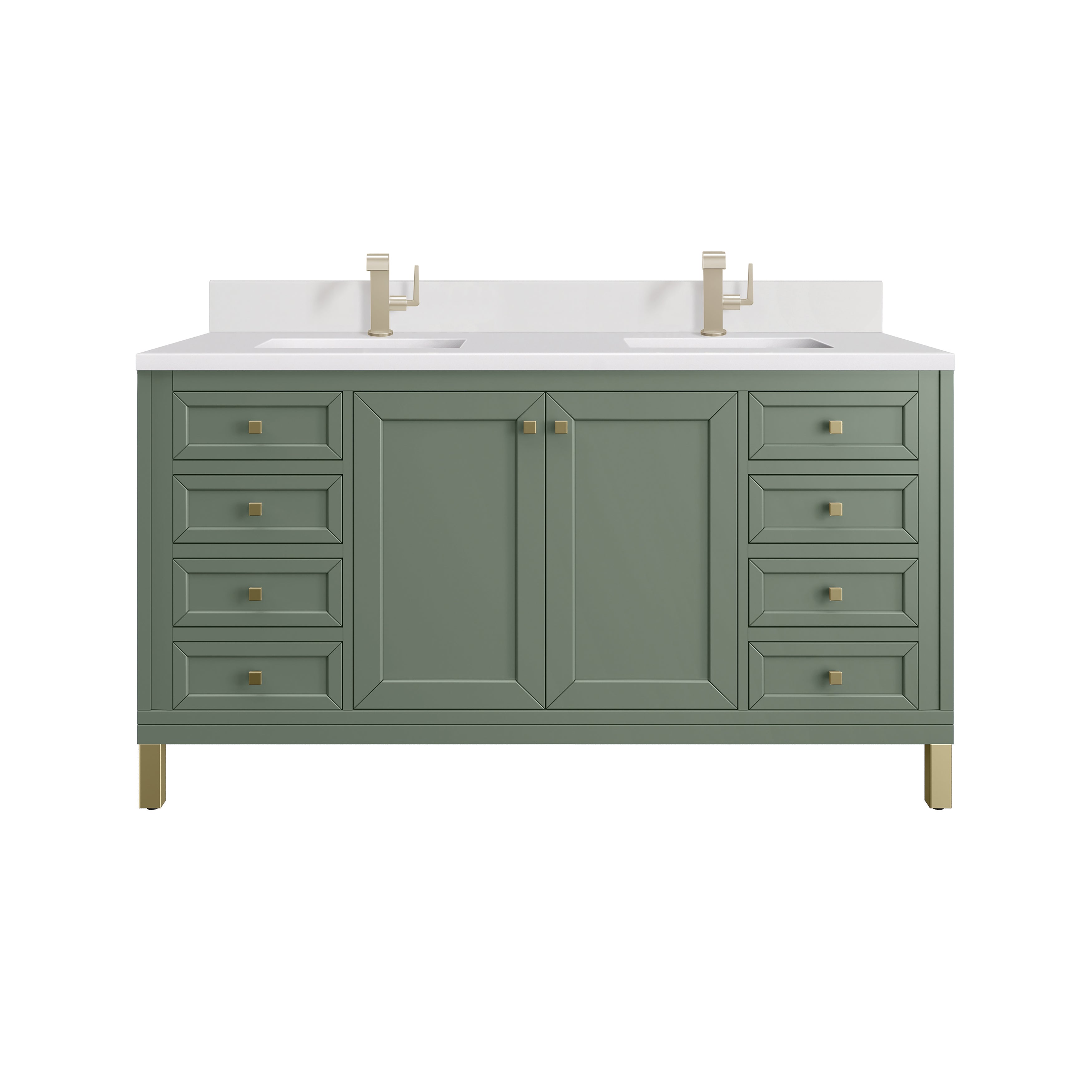 James Martin Chicago 60" Double Vanity in Smokey Celadon with 3cm Countertop