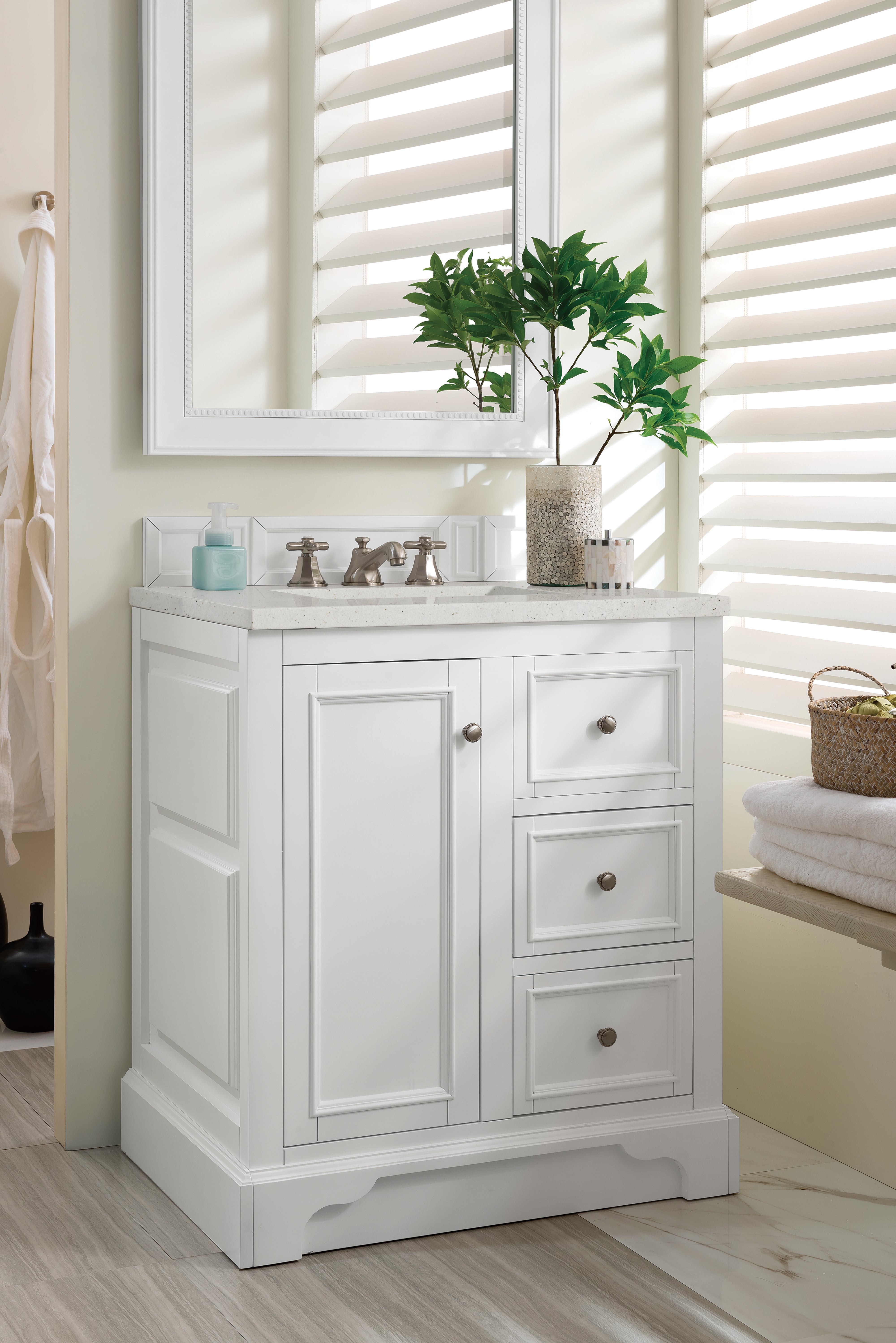 James Martin De Soto 30" Single Vanity in Bright White with 3cm Countertop