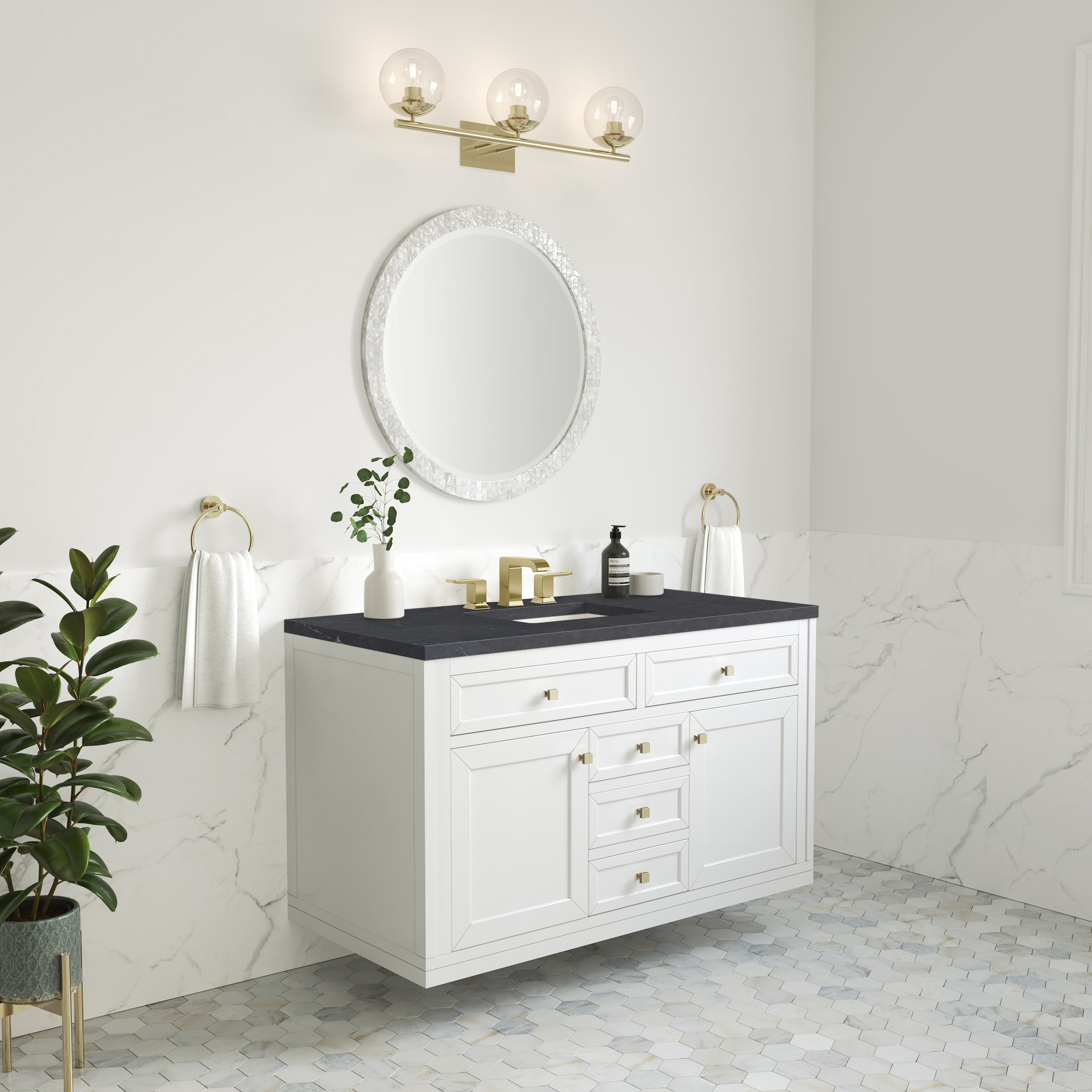 James Martin Chicago 48" Single Vanity in Glossy White with 3cm Countertop