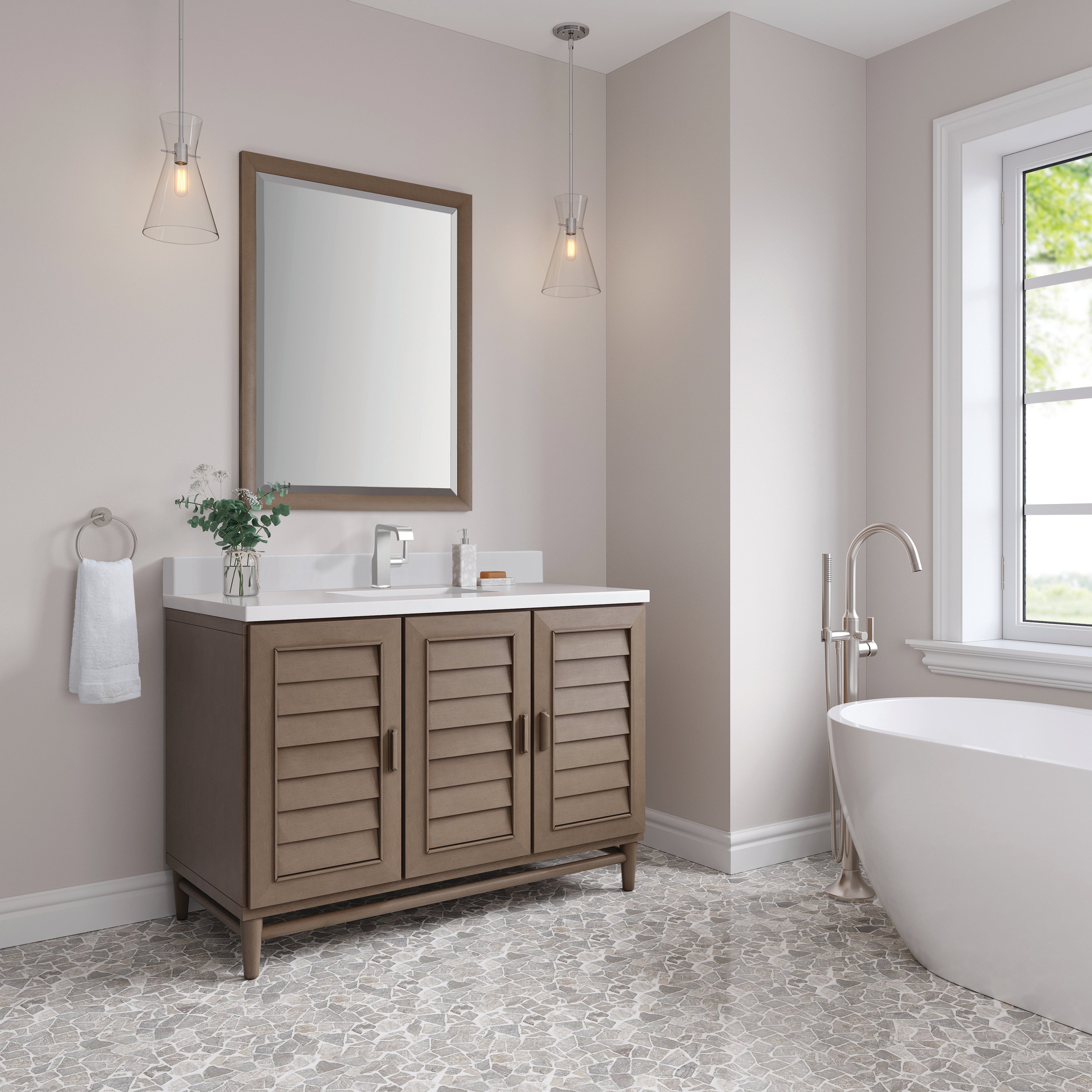 James Martin Portland 48" Single Vanity in Whitewashed Walnut with 3cm Countertop