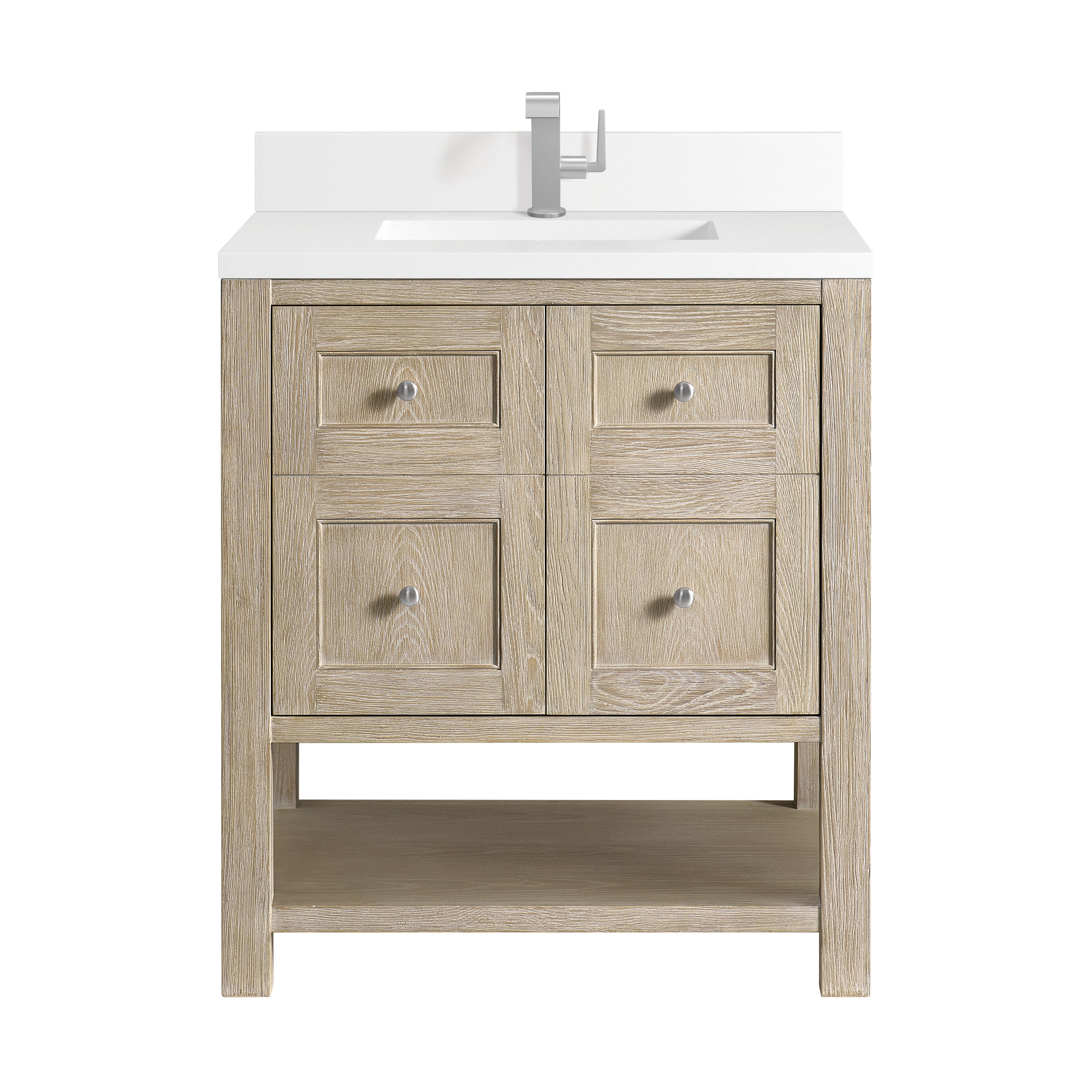 James Martin Breckenridge 30" Single Vanity in Whitewashed Oak with 3cm Countertop