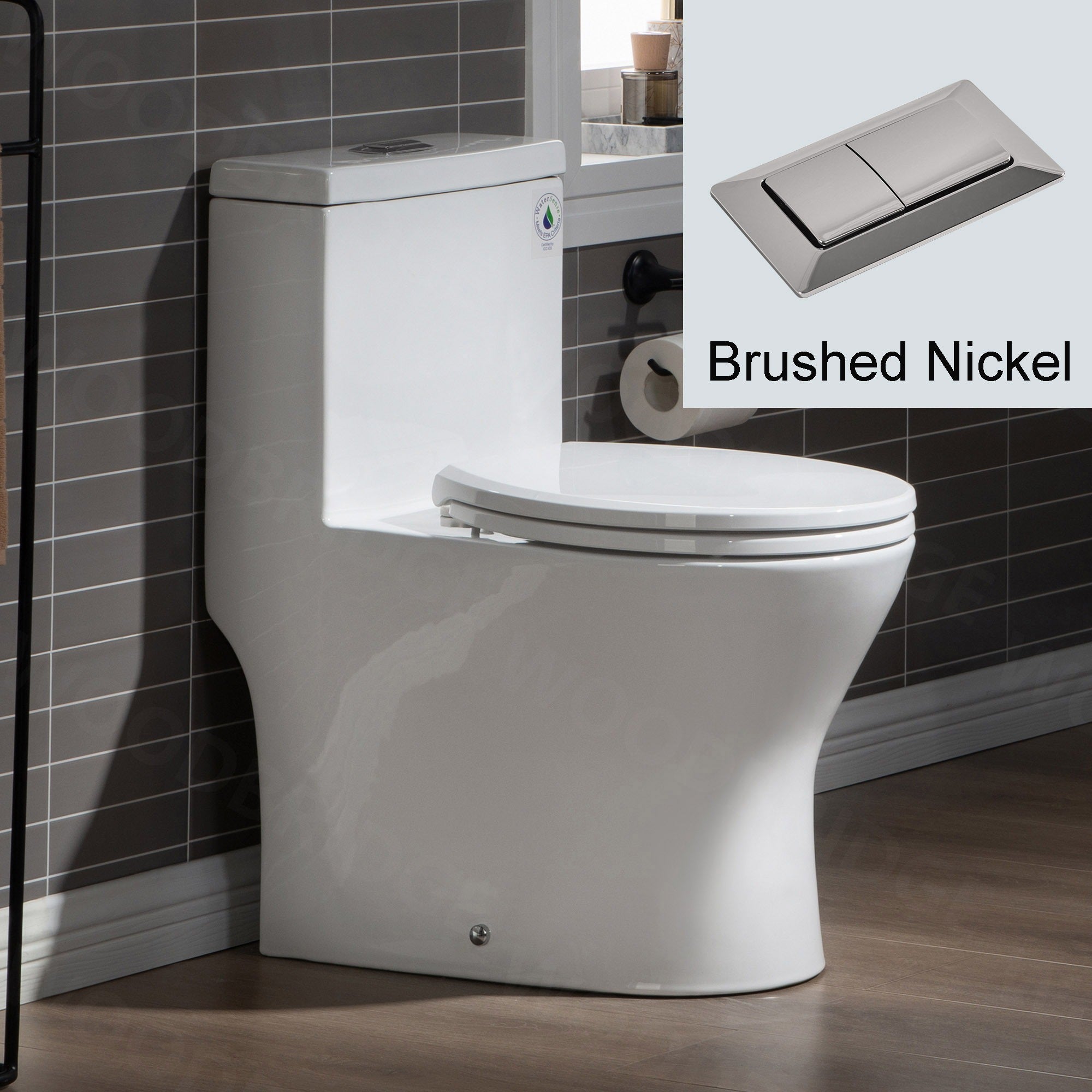 WOODBRIDGE One Piece Short Compact Bathroom Tiny Mini Commode Water Closet Dual Flush Concealed Trapway, T0031