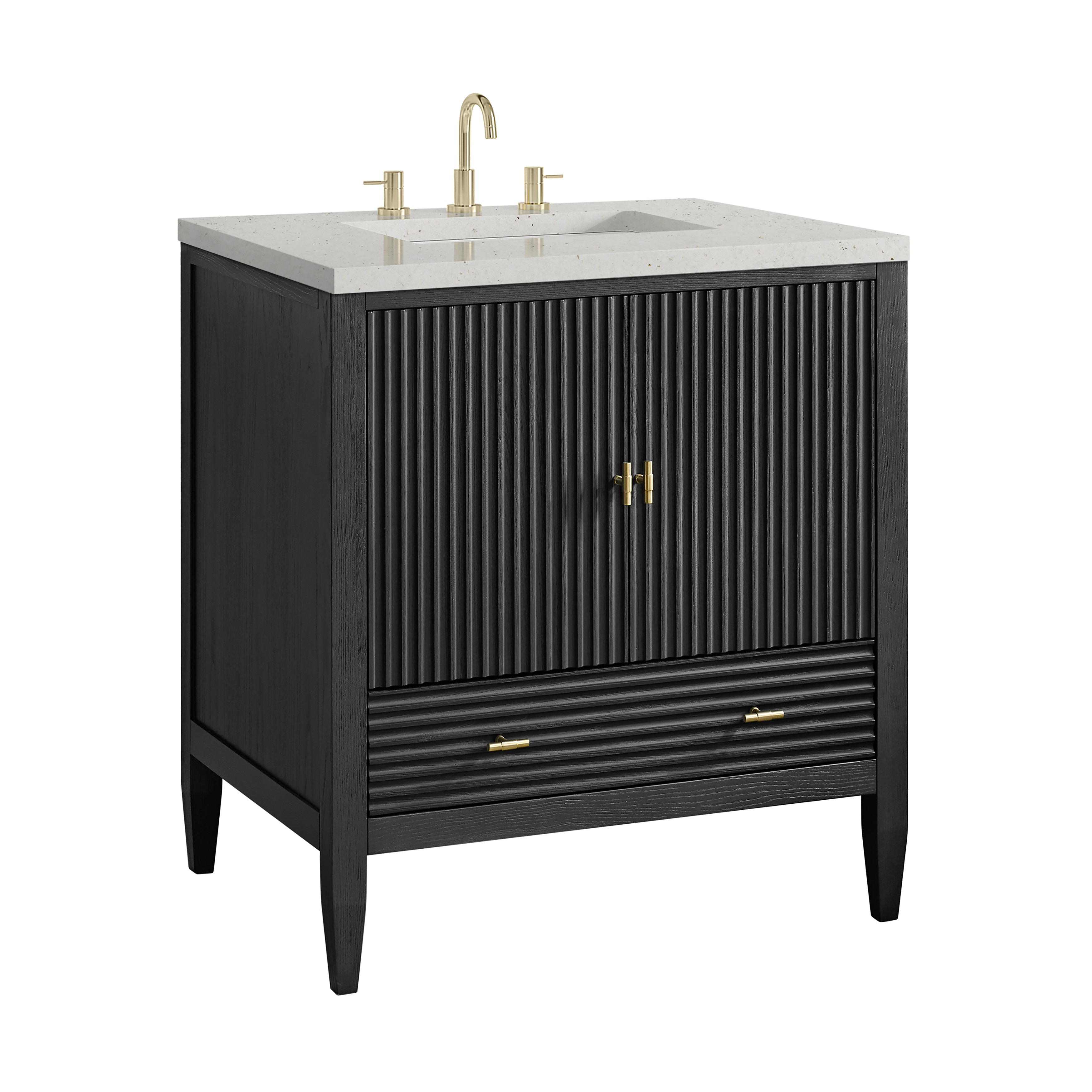 James Martin Myrrin 30" Single Vanity in Carbon Oak with 3cm Countertop