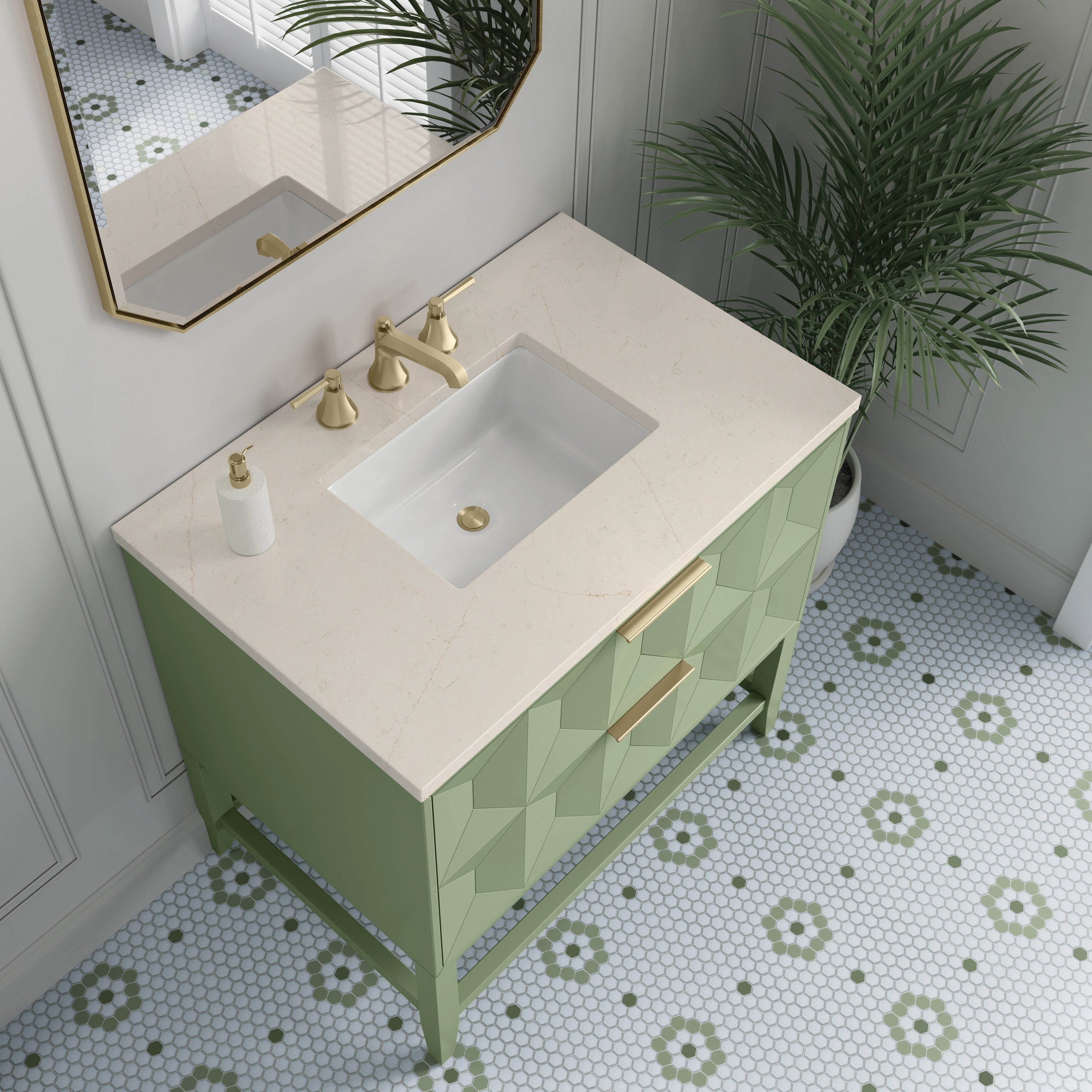 James Martin Emmeline 36" Single Vanity in Pistachio with 3cm Countertop