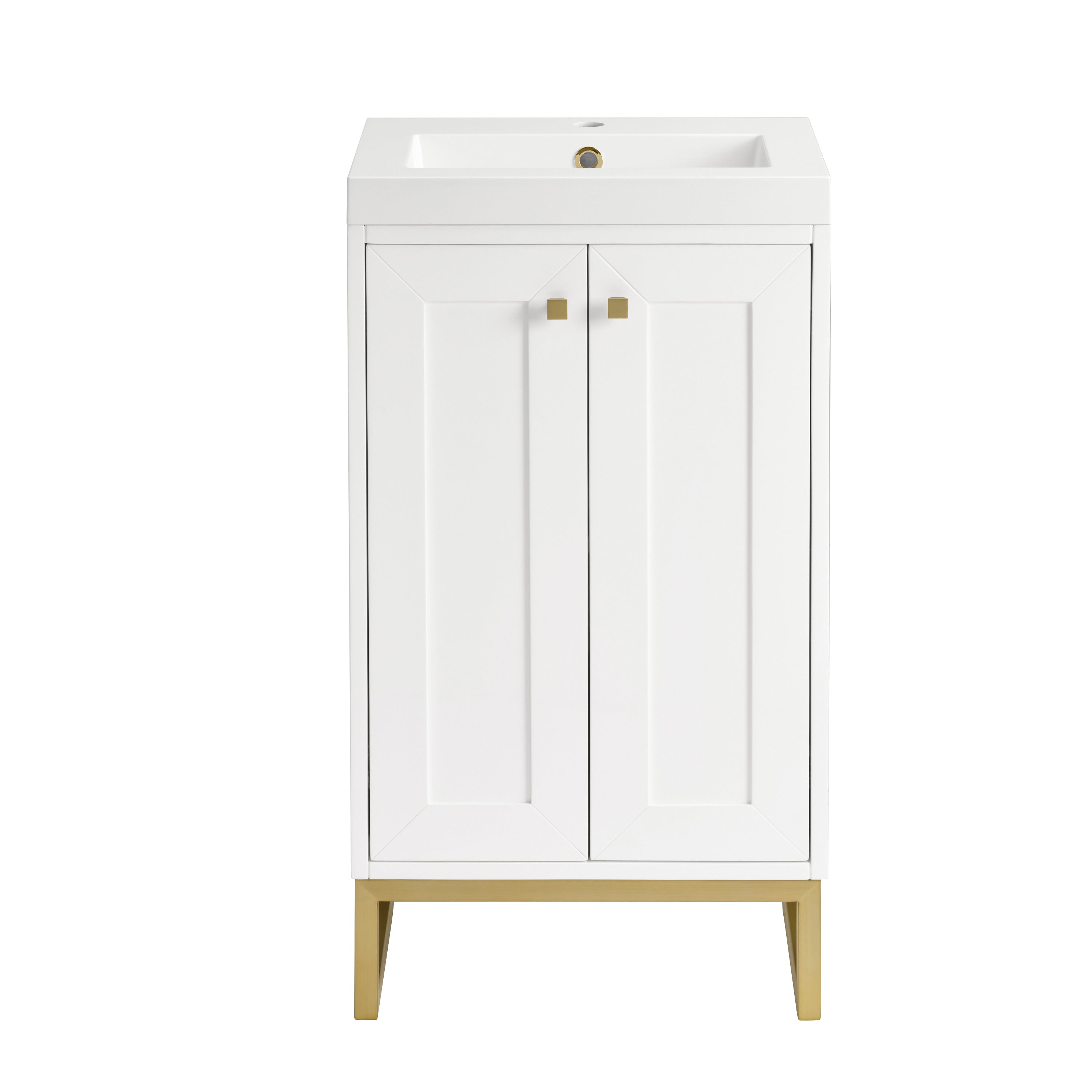 James Martin Chianti 20" Single Vanity in Glossy White with White Glossy Composite Stone Top
