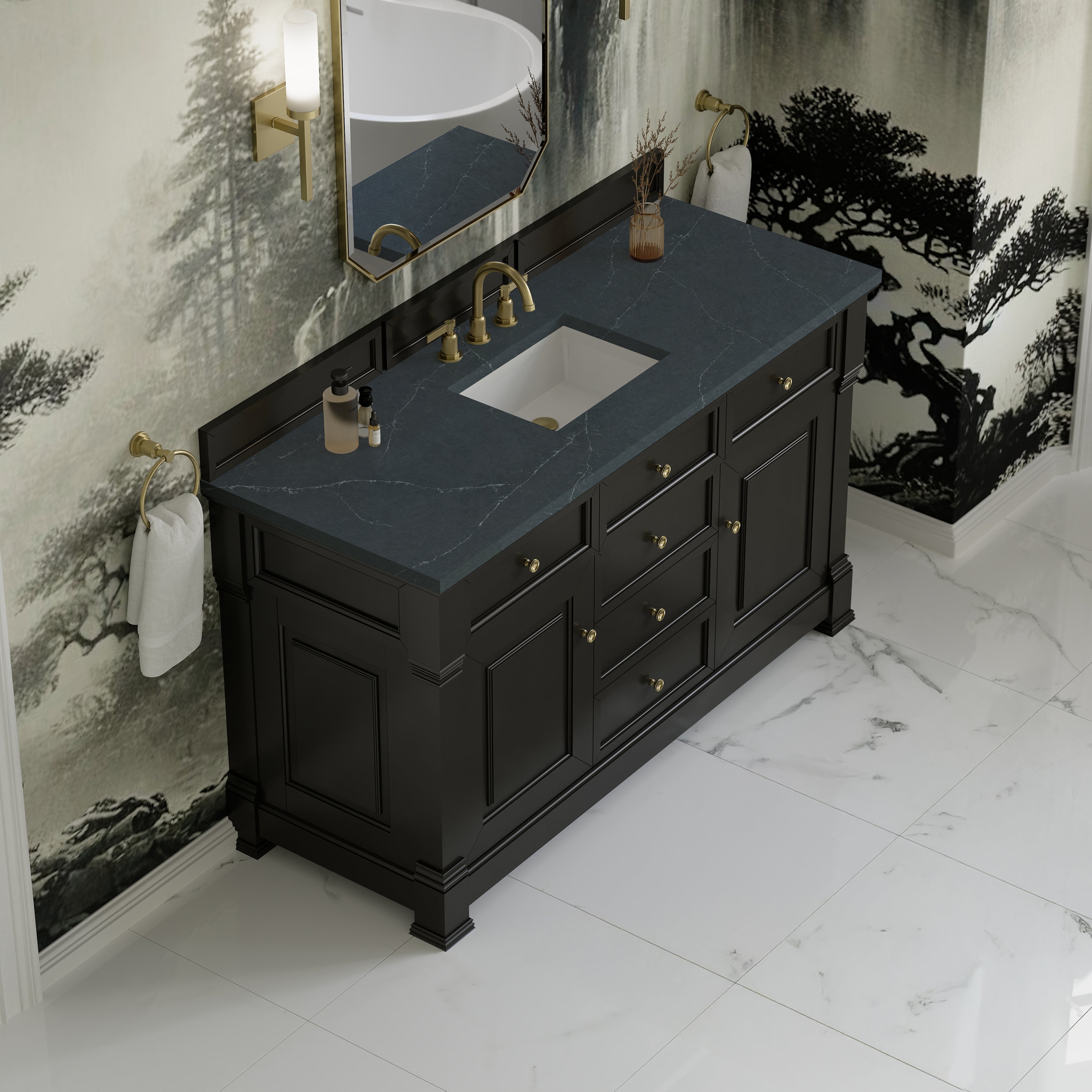 James Martin Brookfield 60" Single Vanity in Black Onyx with 3cm Countertop