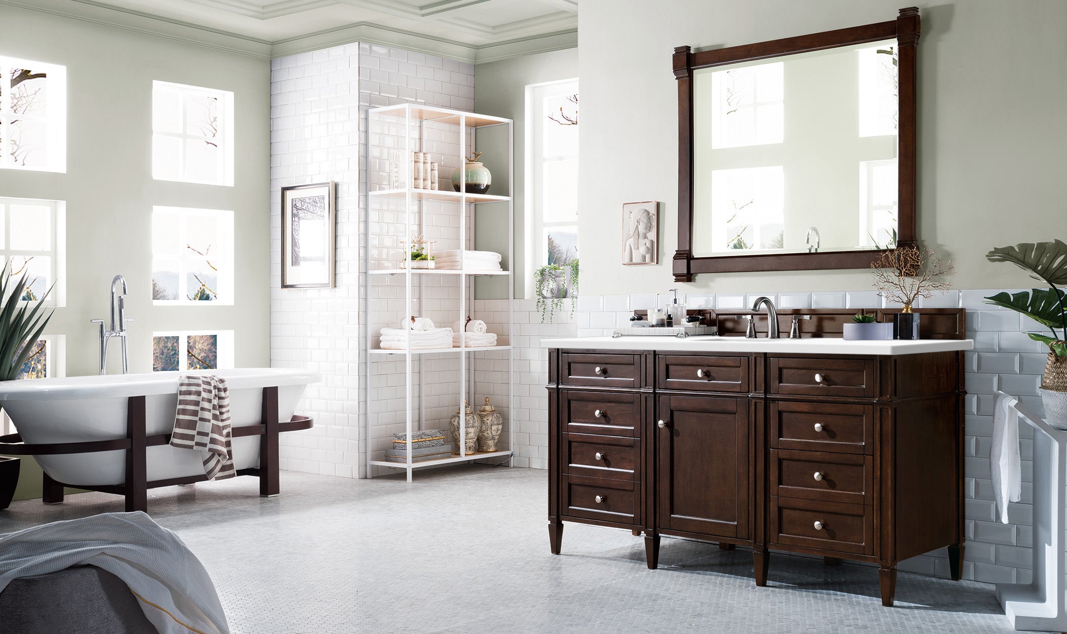 James Martin Brittany 60" Single Vanity in Burnished Mahogany with 3cm Countertop