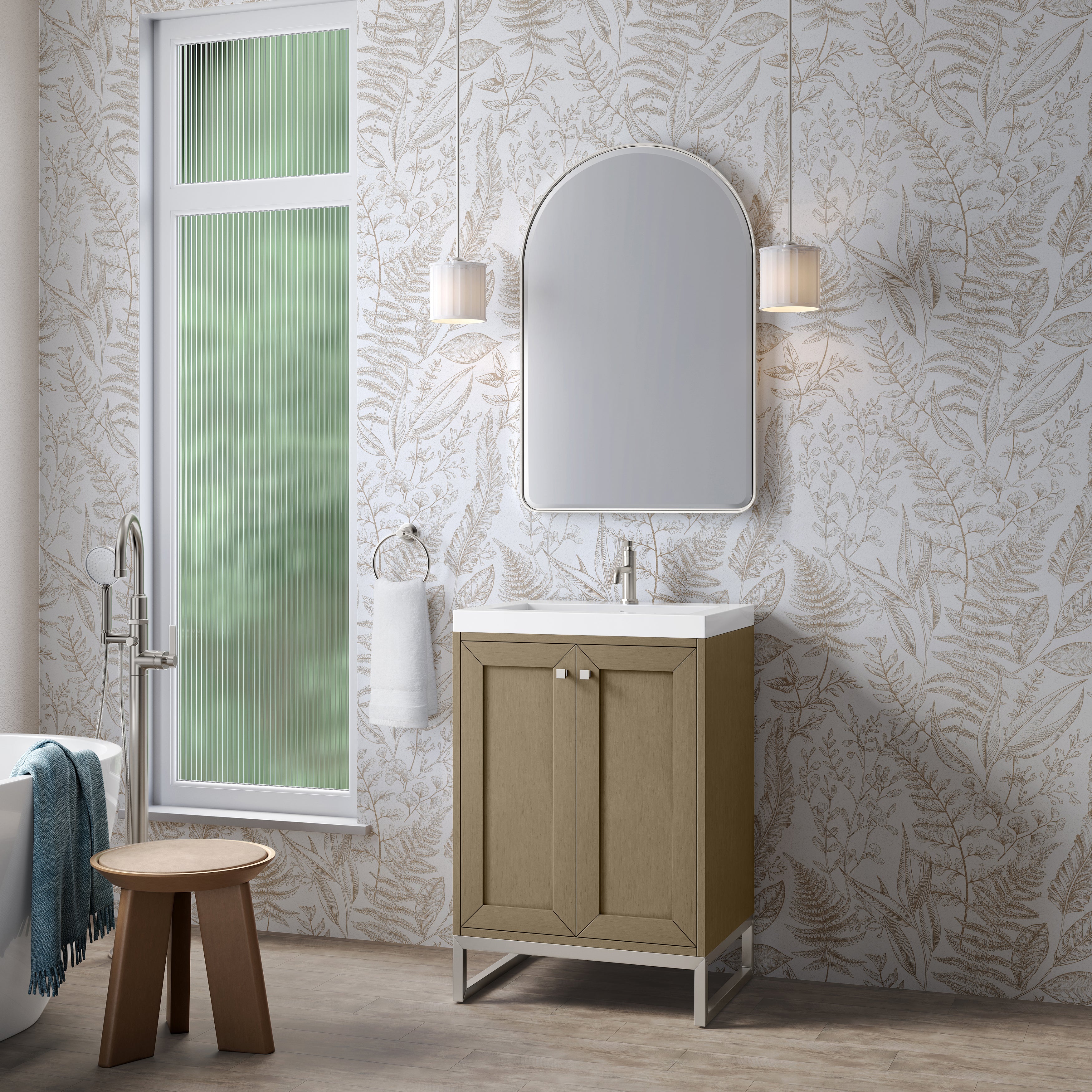 James Martin Chianti 24" Single Vanity in Glossy White with White Glossy Composite Stone Top