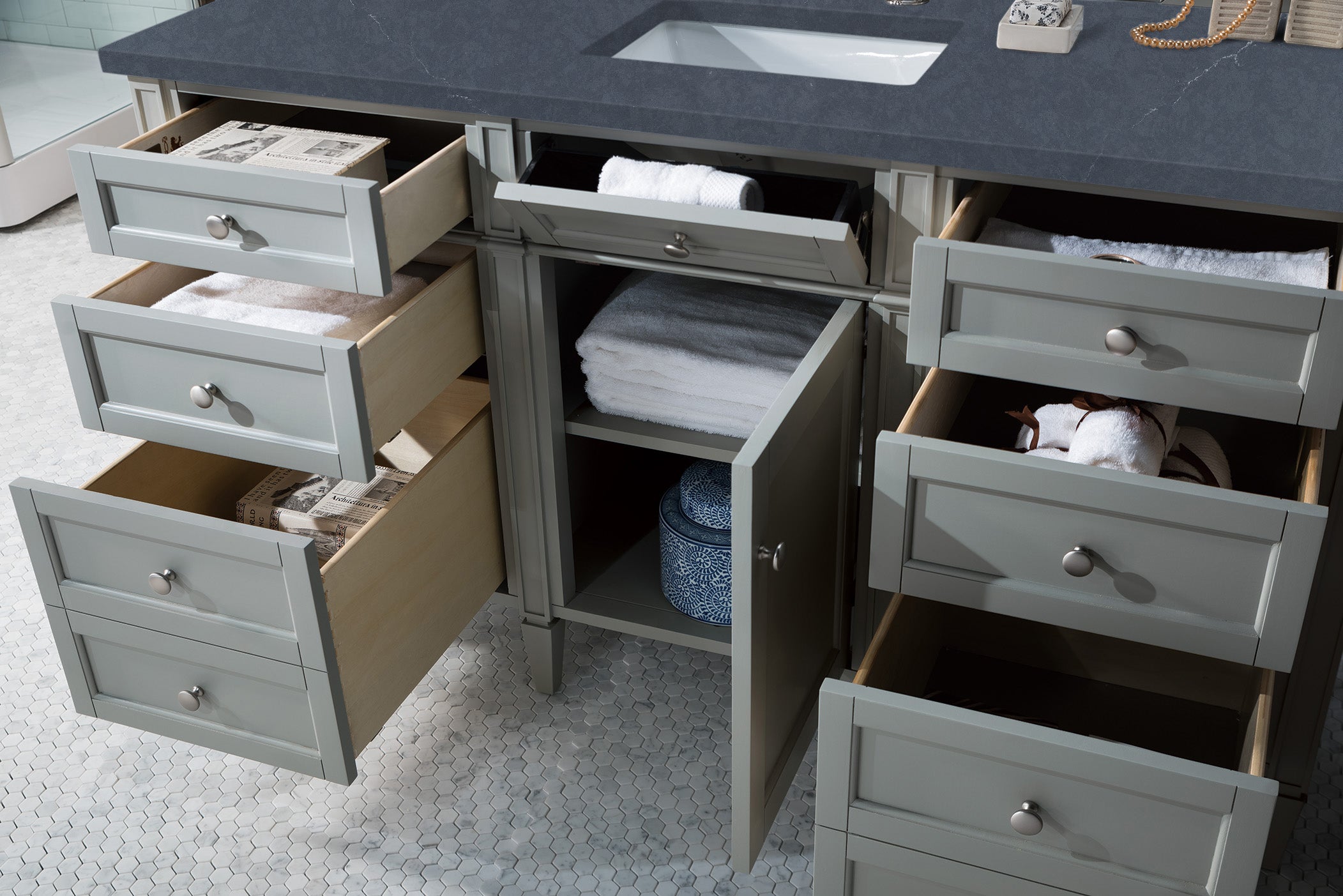 James Martin Brittany 60" Single Vanity in Urban Gray with 3cm Countertop