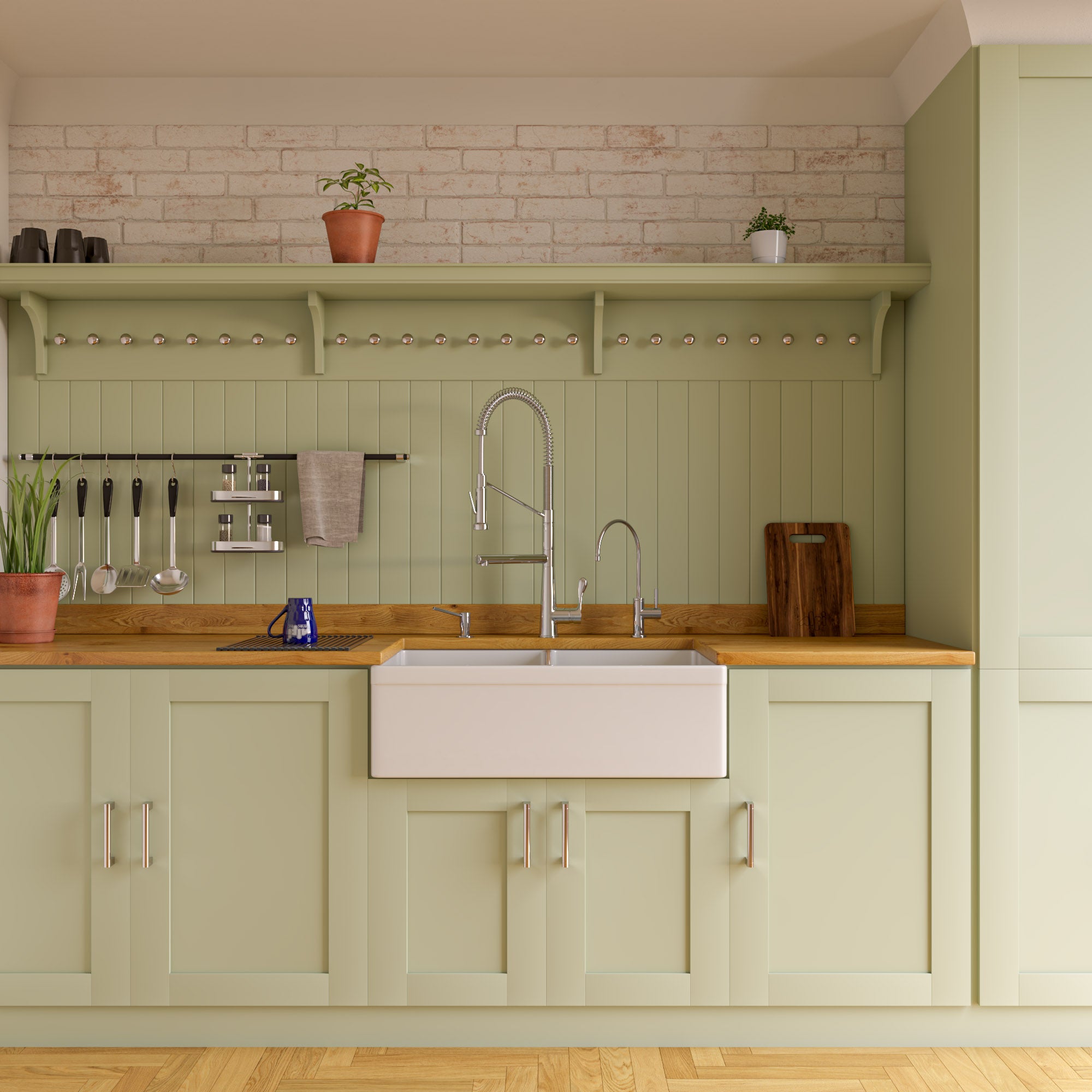 ALFI brand AB539 AB539-W White 32" Decorative Lip Apron Double Bowl Fireclay Farmhouse Kitchen Sink