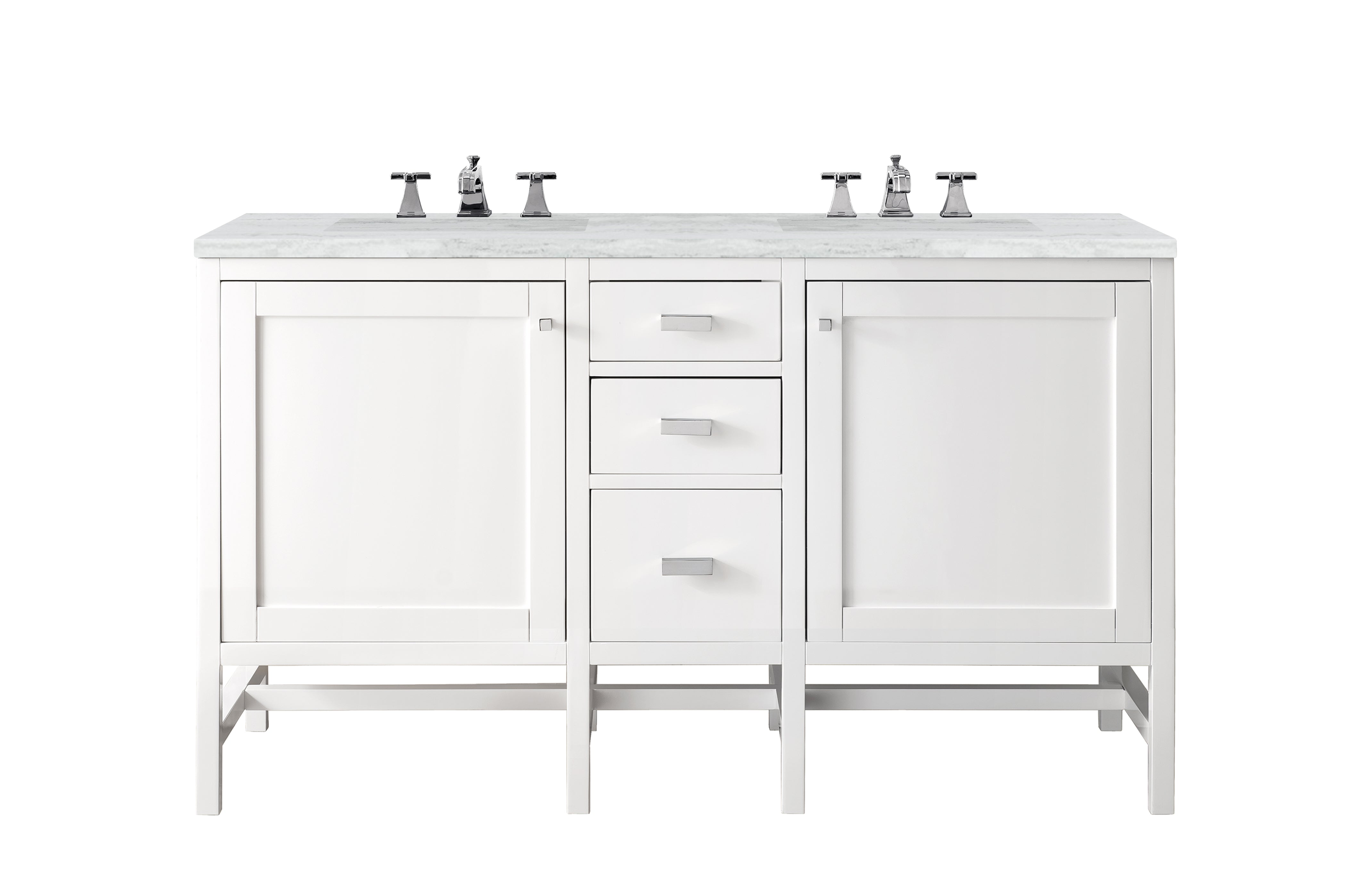 James Martin Addison 60" Double Vanity in Glossy White with 3cm Countertop