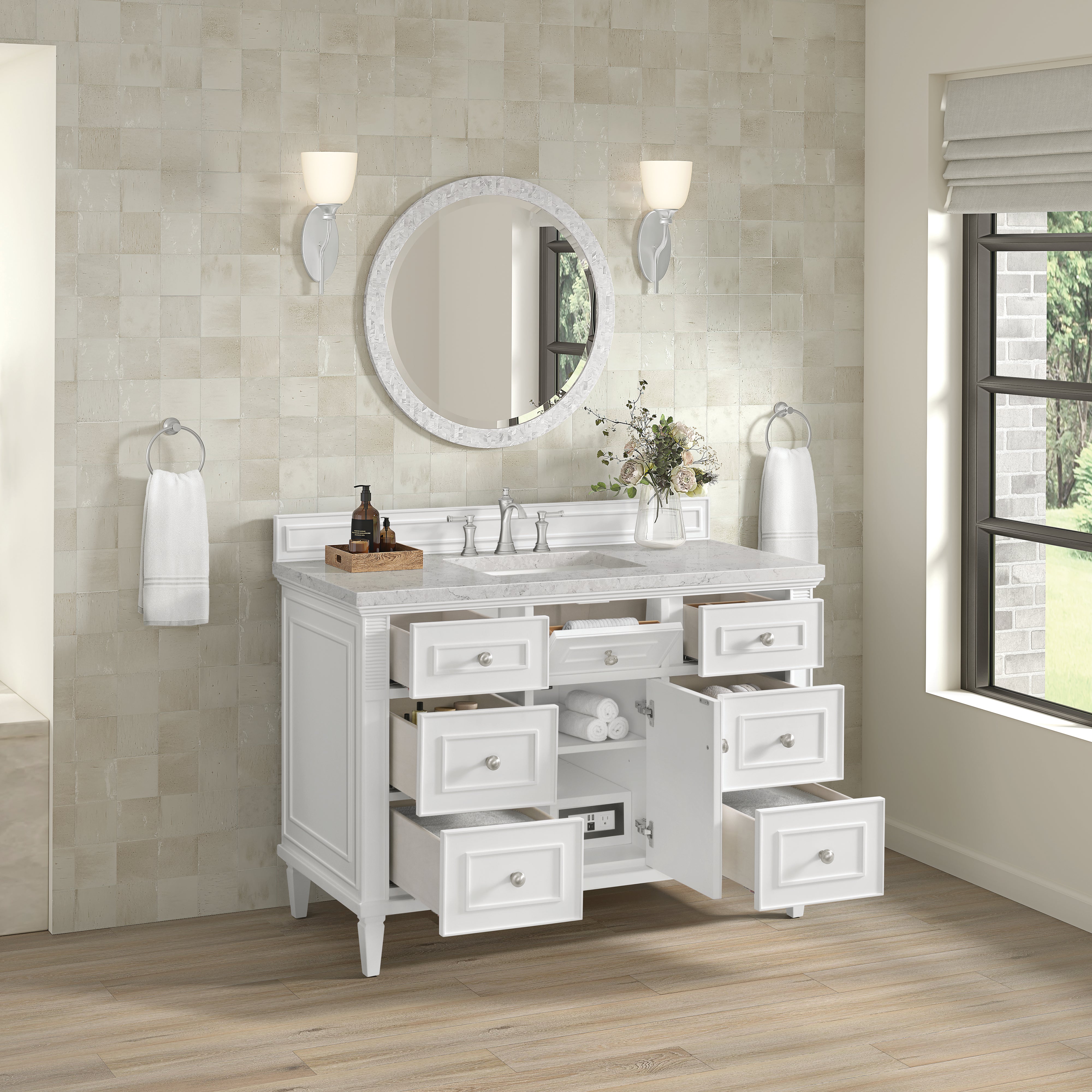 James Martin Lorelai 48" Single Vanity in Bright White with 3cm Countertop