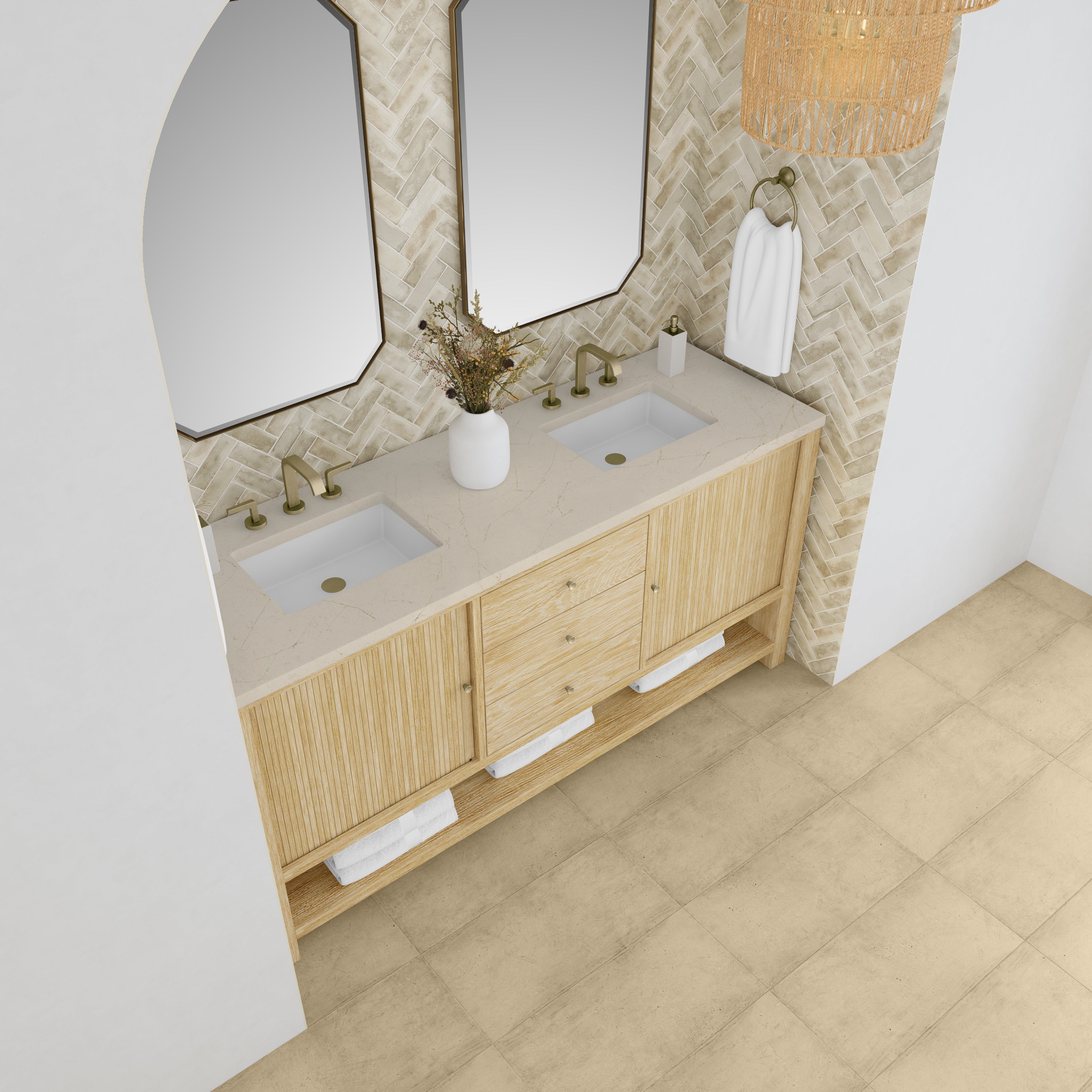 James Martin Marigot 72" Double Vanity in Sunwashed Oak with 3cm Countertop