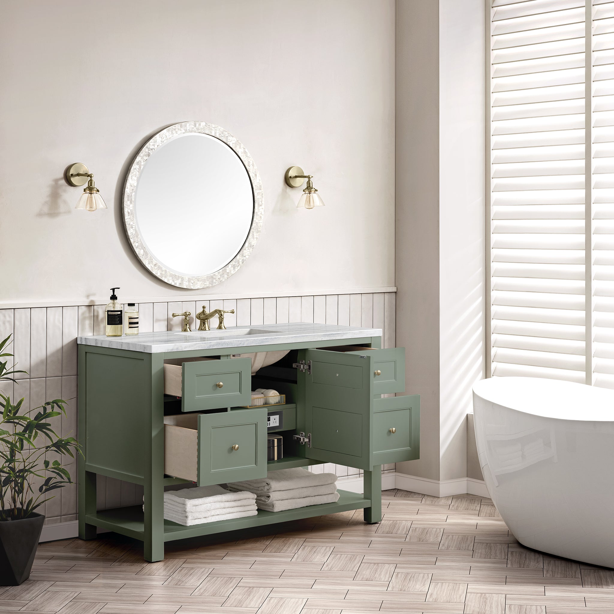 James Martin Breckenridge 48" Single Vanity in Smokey Celadon with 3cm Countertop