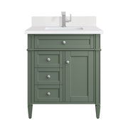 James Martin Brittany 30" Single Vanity in Smokey Celadon with 3cm Countertop