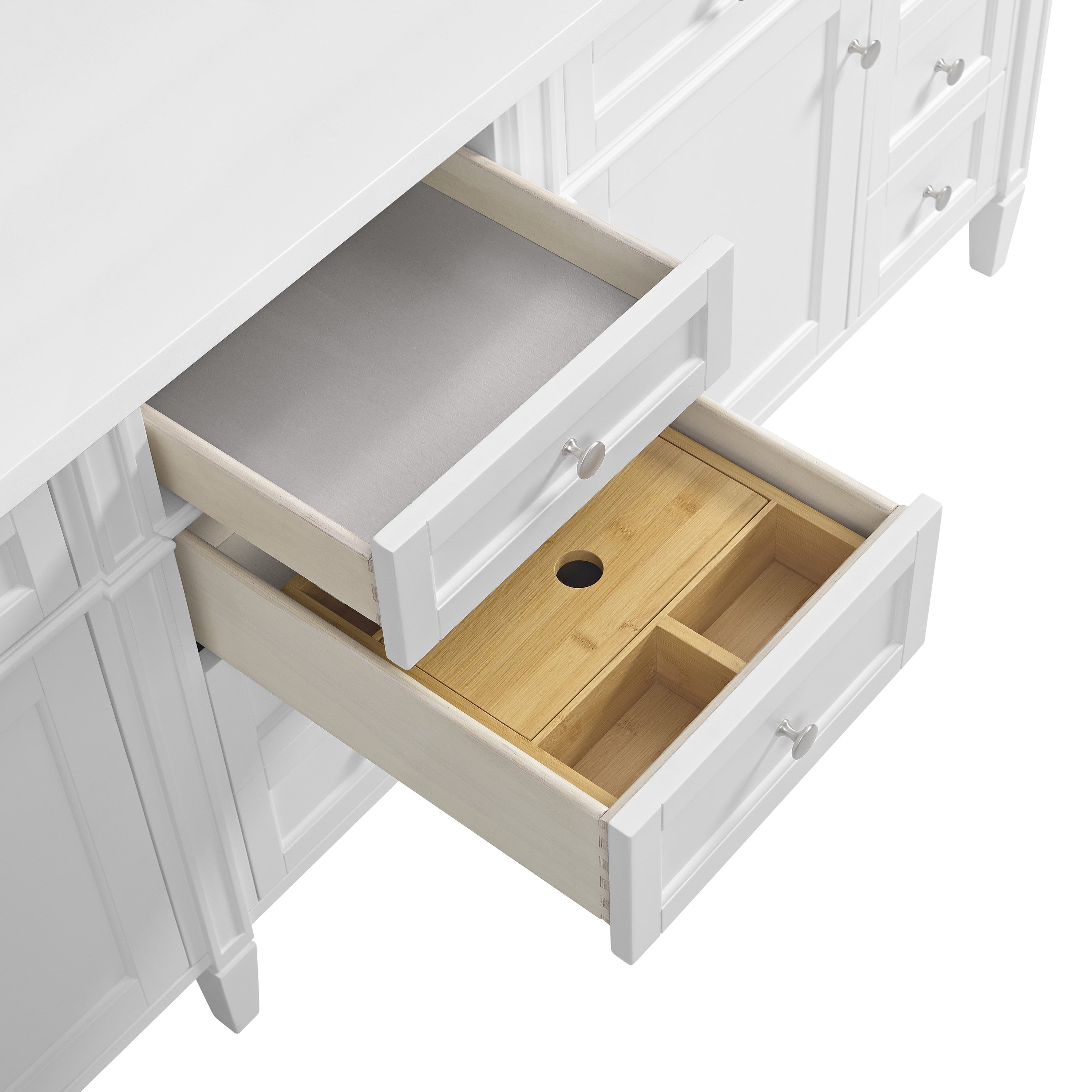 James Martin Brittany 84" Double Vanity in Bright White with 3cm Countertop
