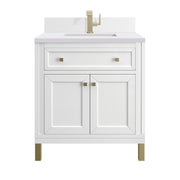 James Martin Chicago 30" Single Vanity in Glossy White with 3cm Countertop