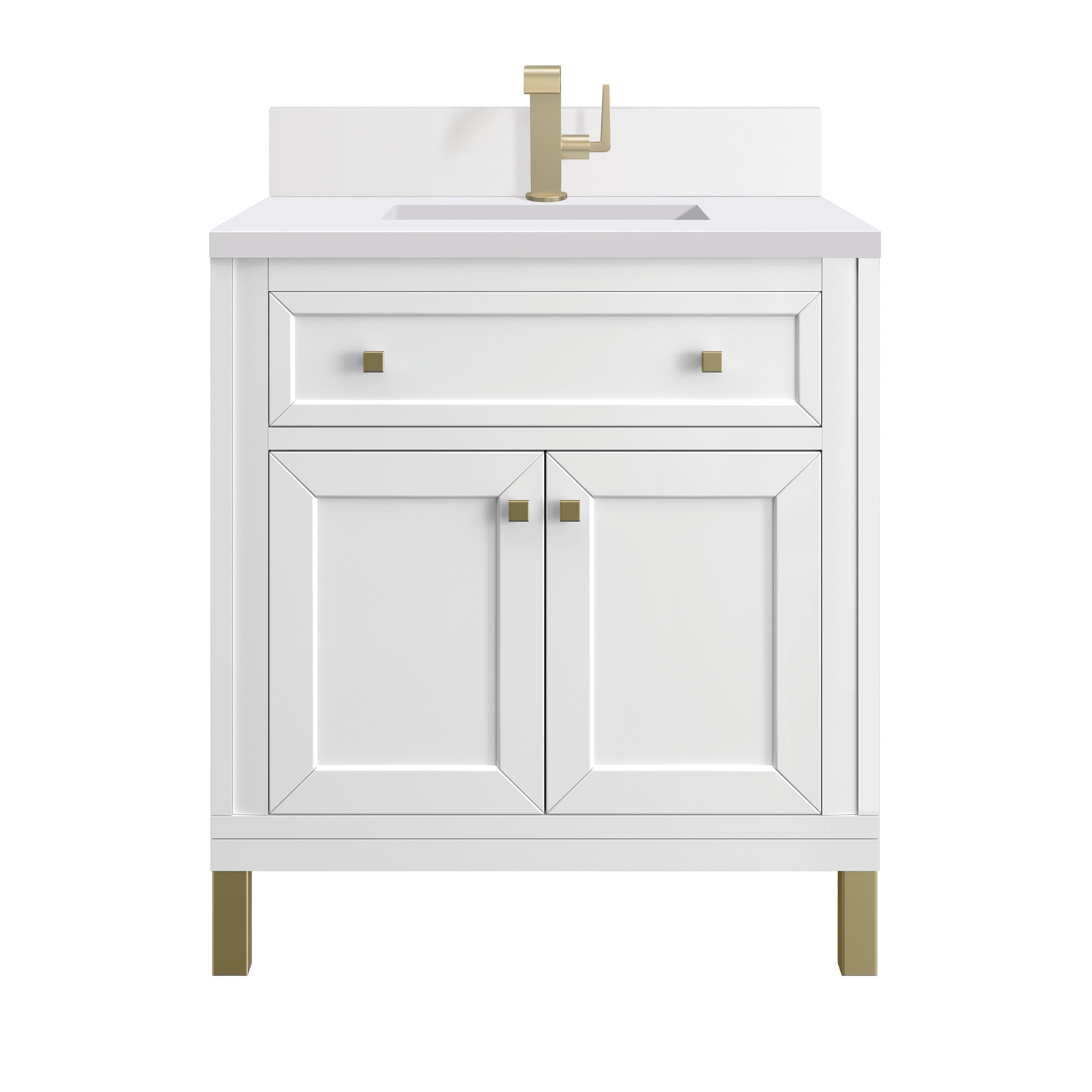 James Martin Chicago 30" Single Vanity in Glossy White with 3cm Countertop