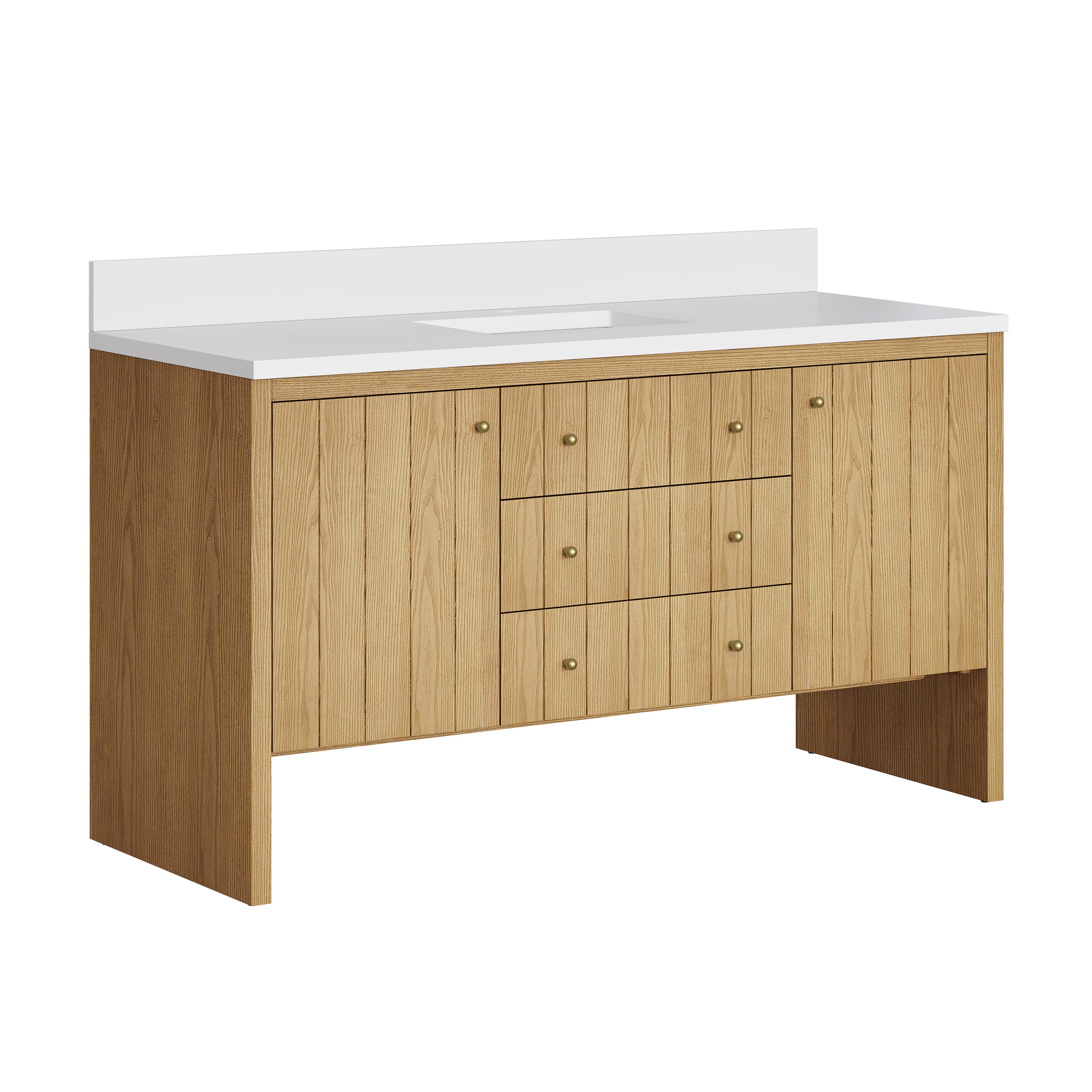 James Martin Hudson 60" Single Vanity in Light Natural Oak with 3cm Countertop