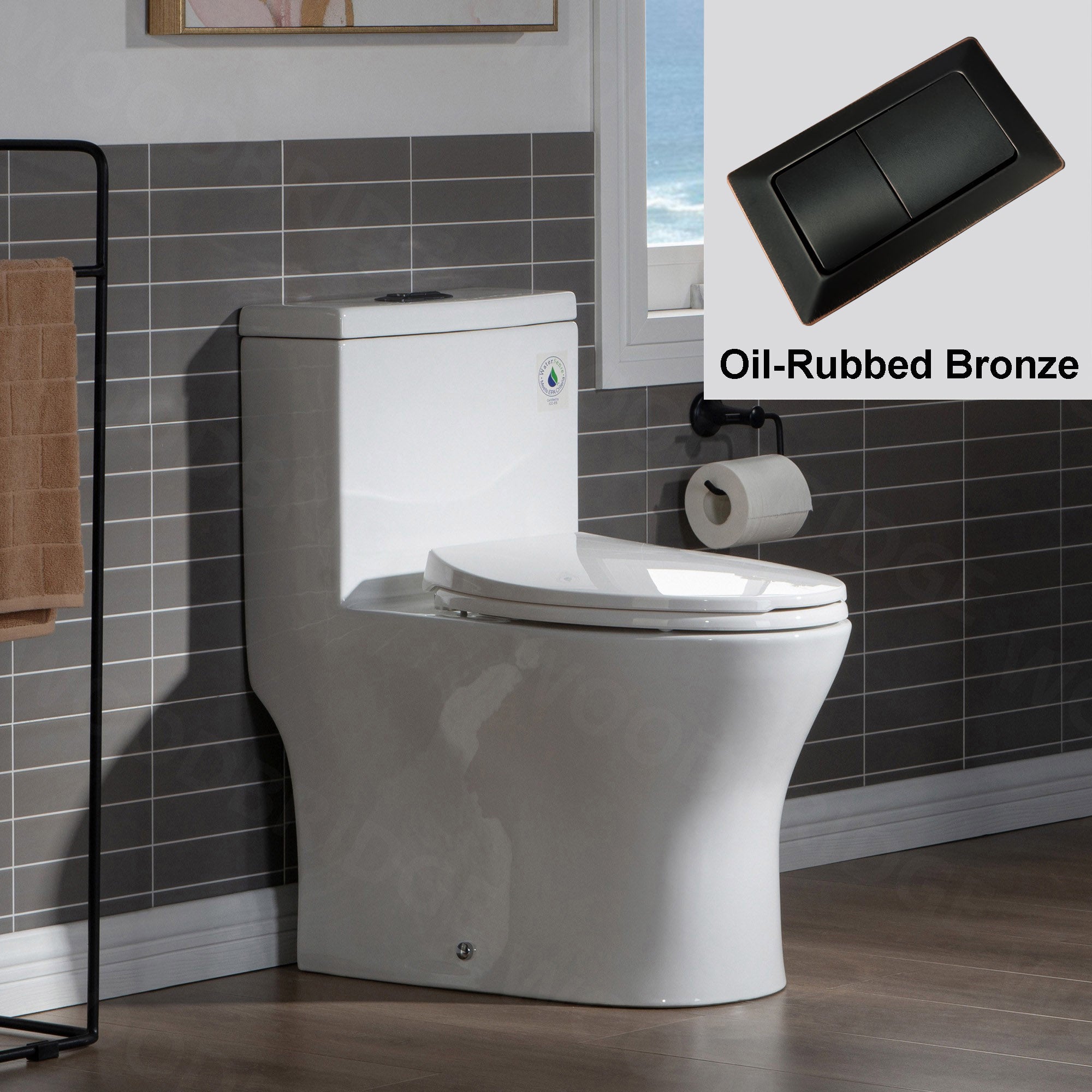 WOODBRIDGE Modern One Piece Dual Flush 1.28 GP Toilet,with Soft Closing Seat