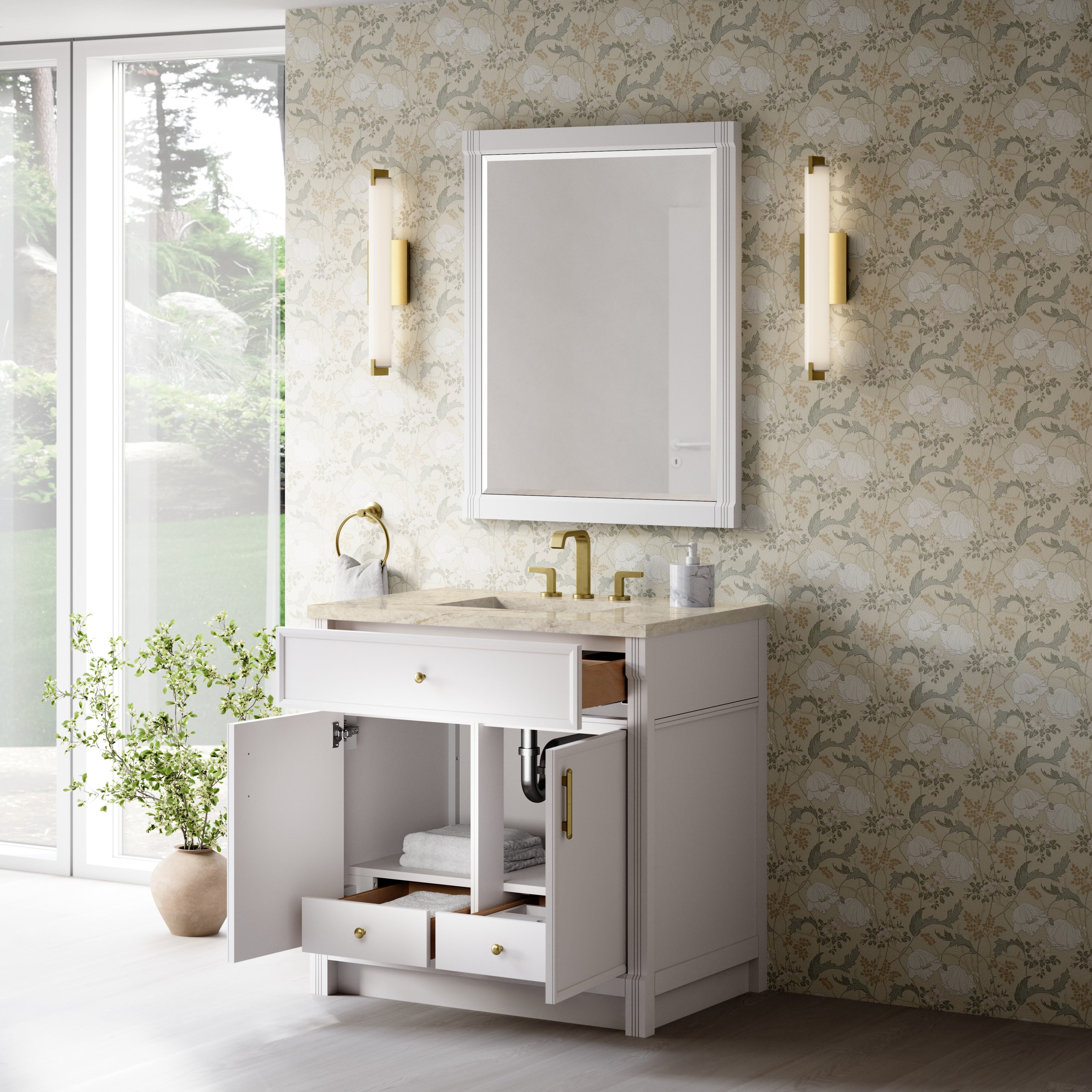 James Martin Bellshire 36" Single Vanity in Bright White with 3cm Countertop