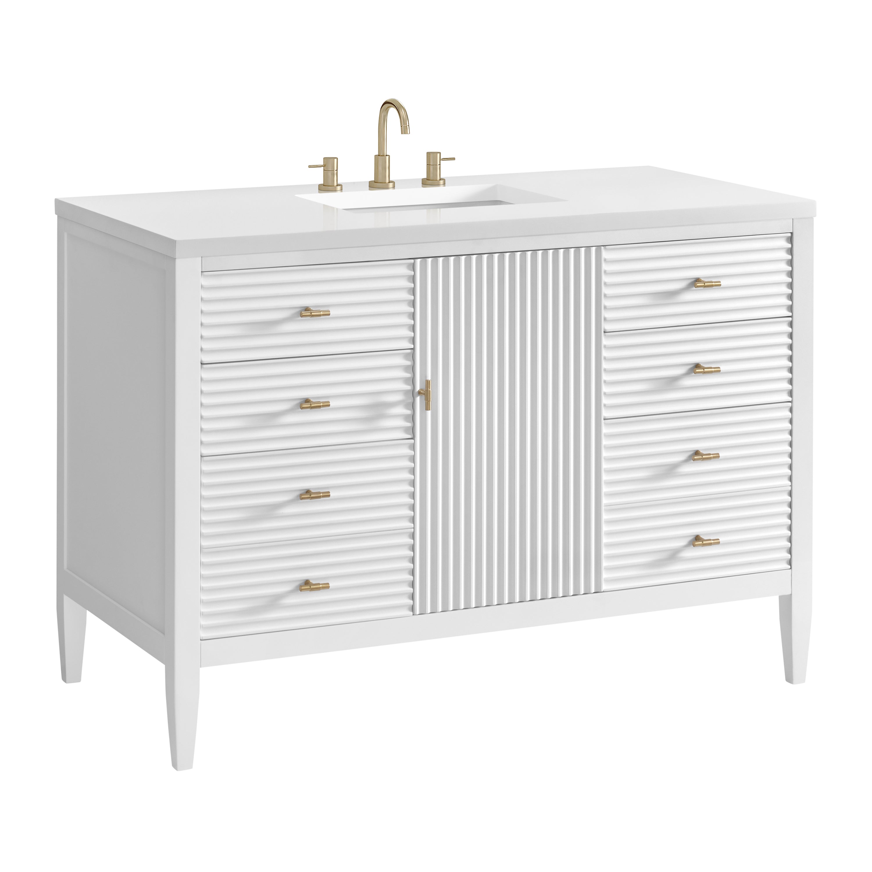James Martin Myrrin 48" Single Vanity in Bright White with 3cm Countertop