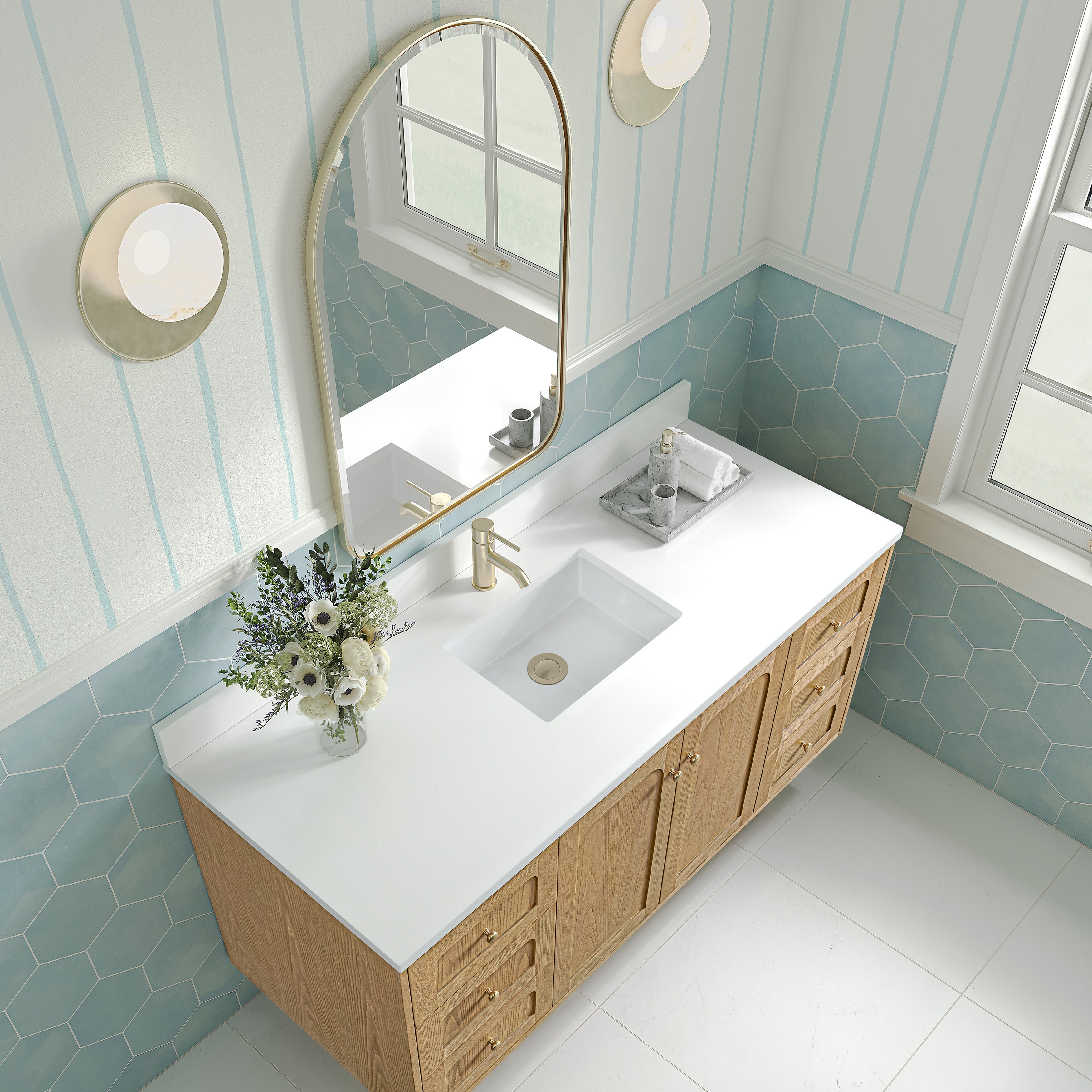 James Martin Laurent 60" Single Vanity in Light Natural Oak with 3cm Countertop