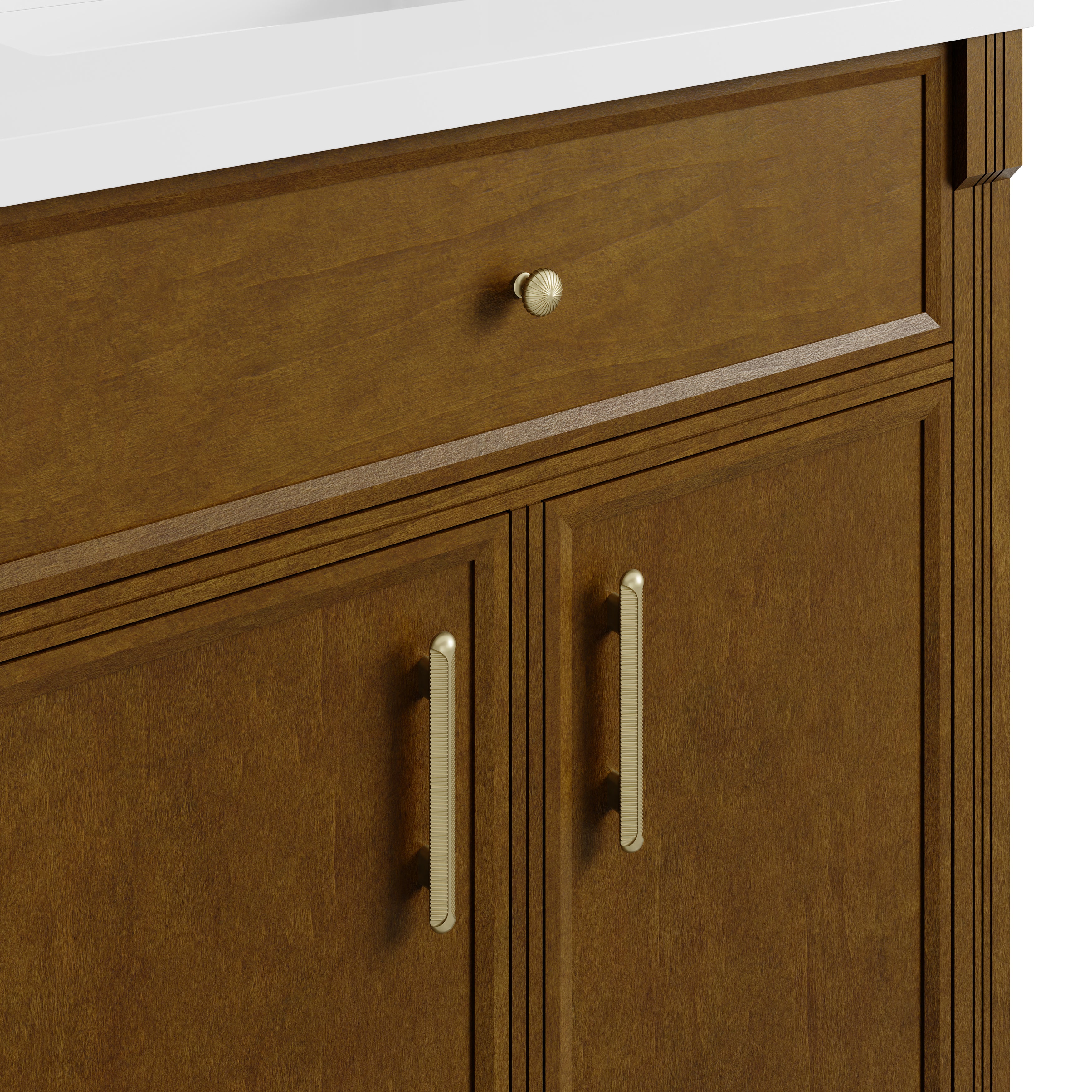 James Martin Bellshire 84" Dual Vanity Set with 24" Make-Up Counter in Honey Oak with 3cm Countertop