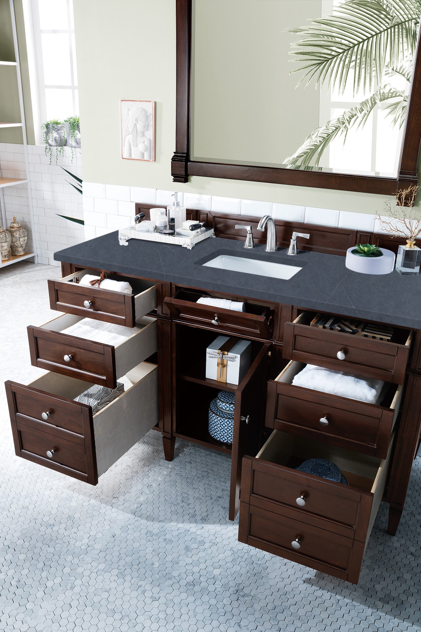 James Martin Brittany 60" Single Vanity in Burnished Mahogany with 3cm Countertop