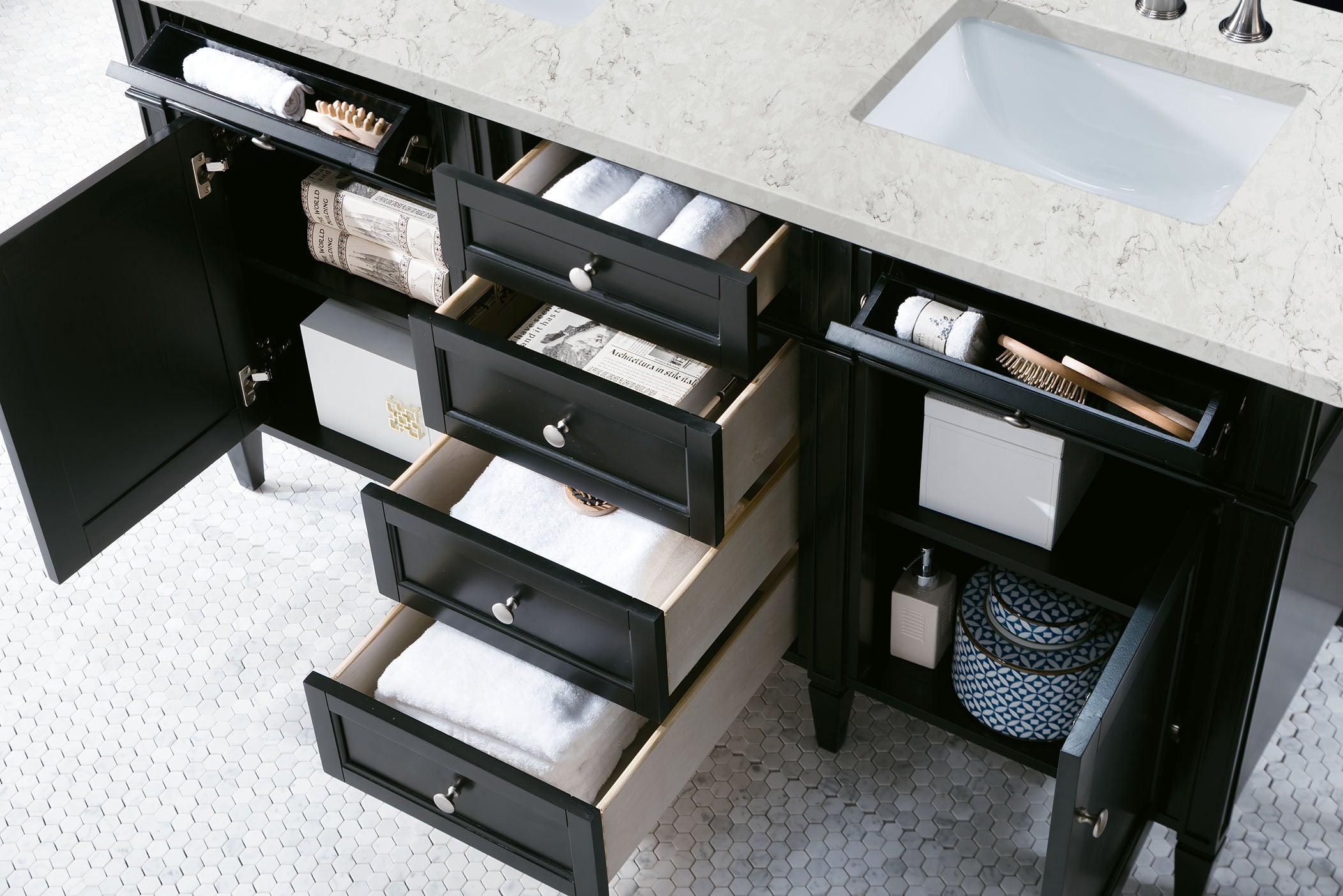 James Martin Brittany 60" Double Vanity in Black Onyx with 3cm Countertop