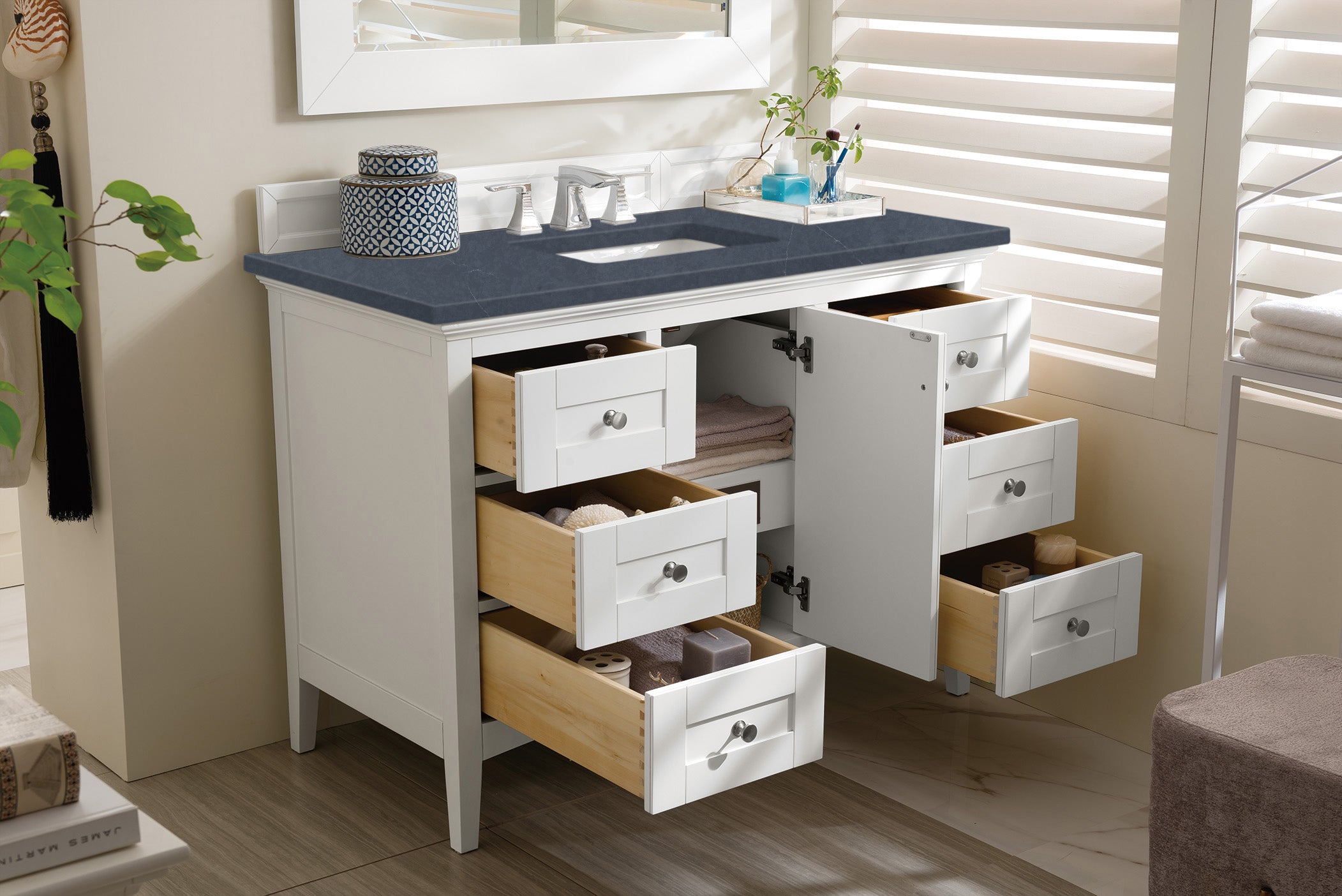 James Martin Palisades 48" Single Vanity in Bright White with 3cm Countertop