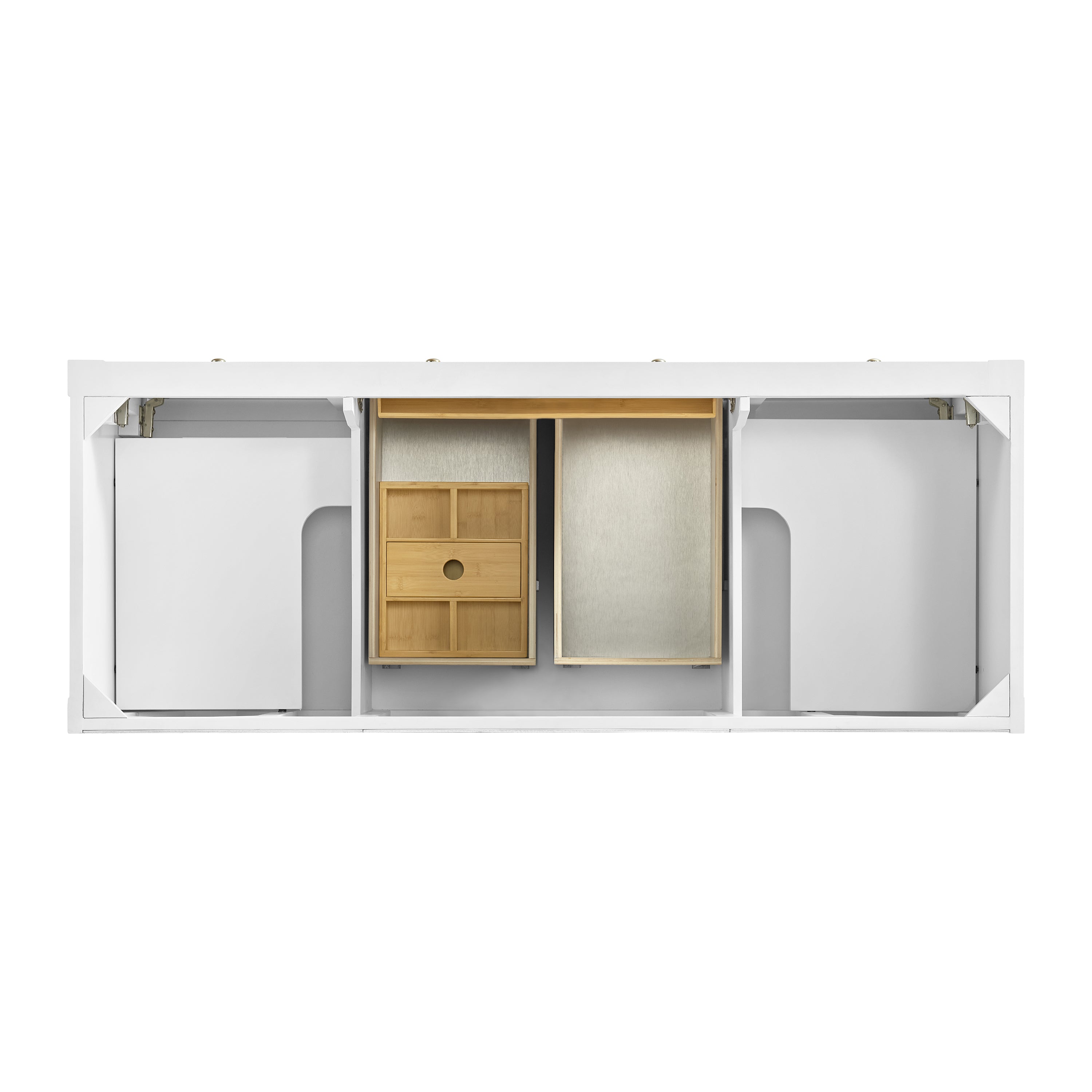 James Martin Breckenridge 60" Double Vanity in Bright White with 3cm Countertop and FreePower Wireless Charger