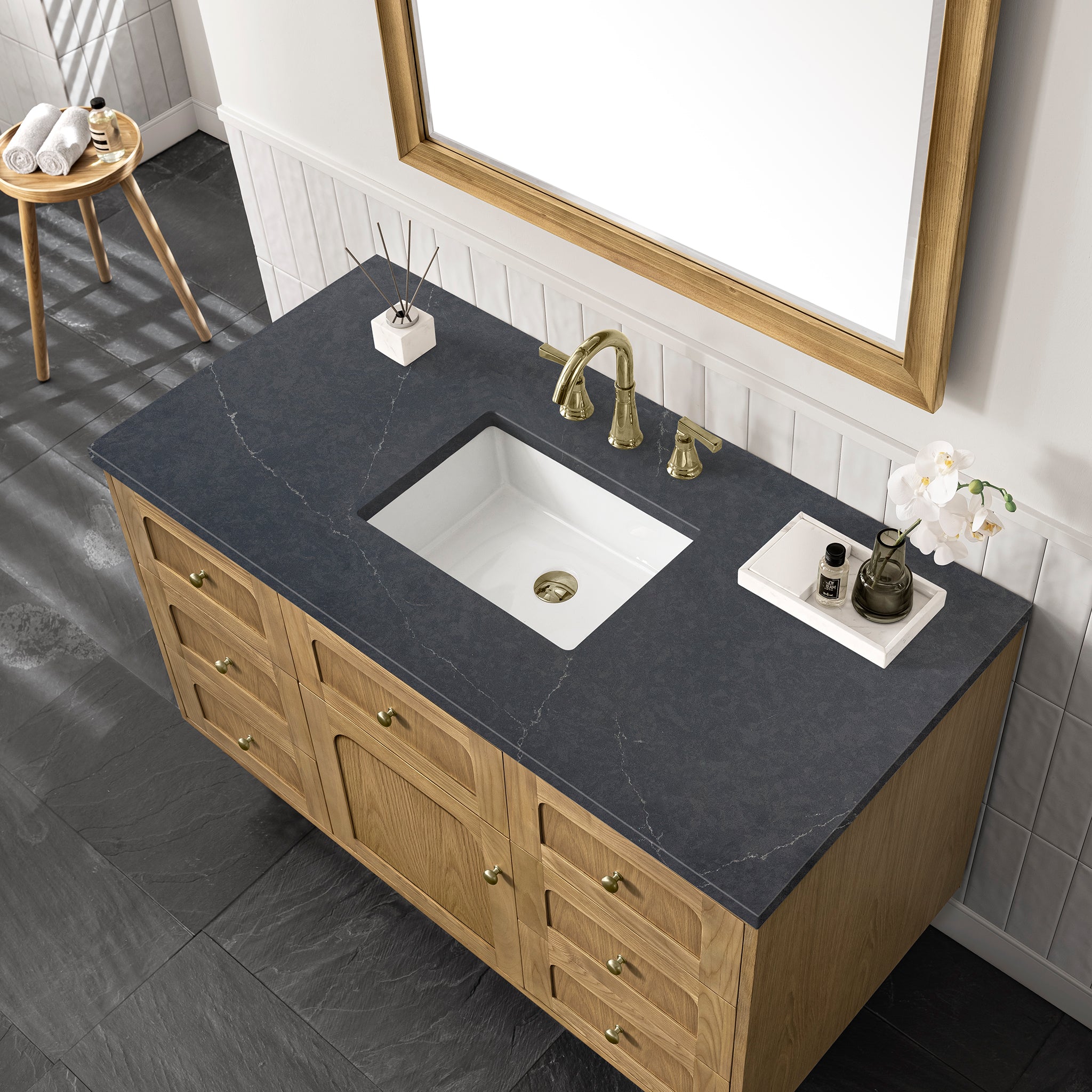 James Martin Laurent 48" Single Vanity in Light Natural Oak with 3cm Countertop
